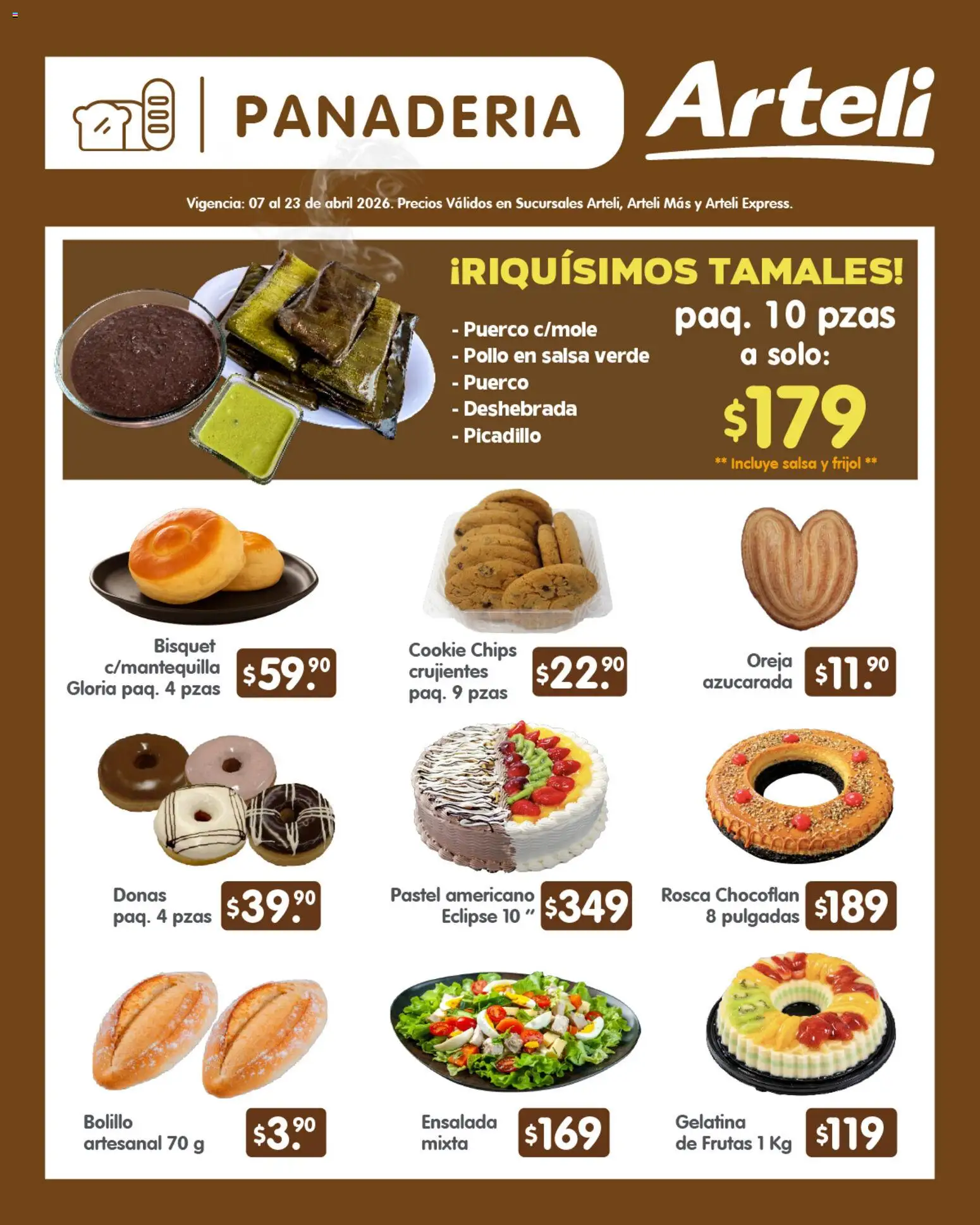 Nuevas ofertas de Arteli válidas en toda la República Mexicana desde el 07.04.2026. ¡Encuentra las mejores ofertas en Arteli folleto Quincenal! | Página: 8 | Productos: Pollo, Gelatina, Pastel, Ensalada
