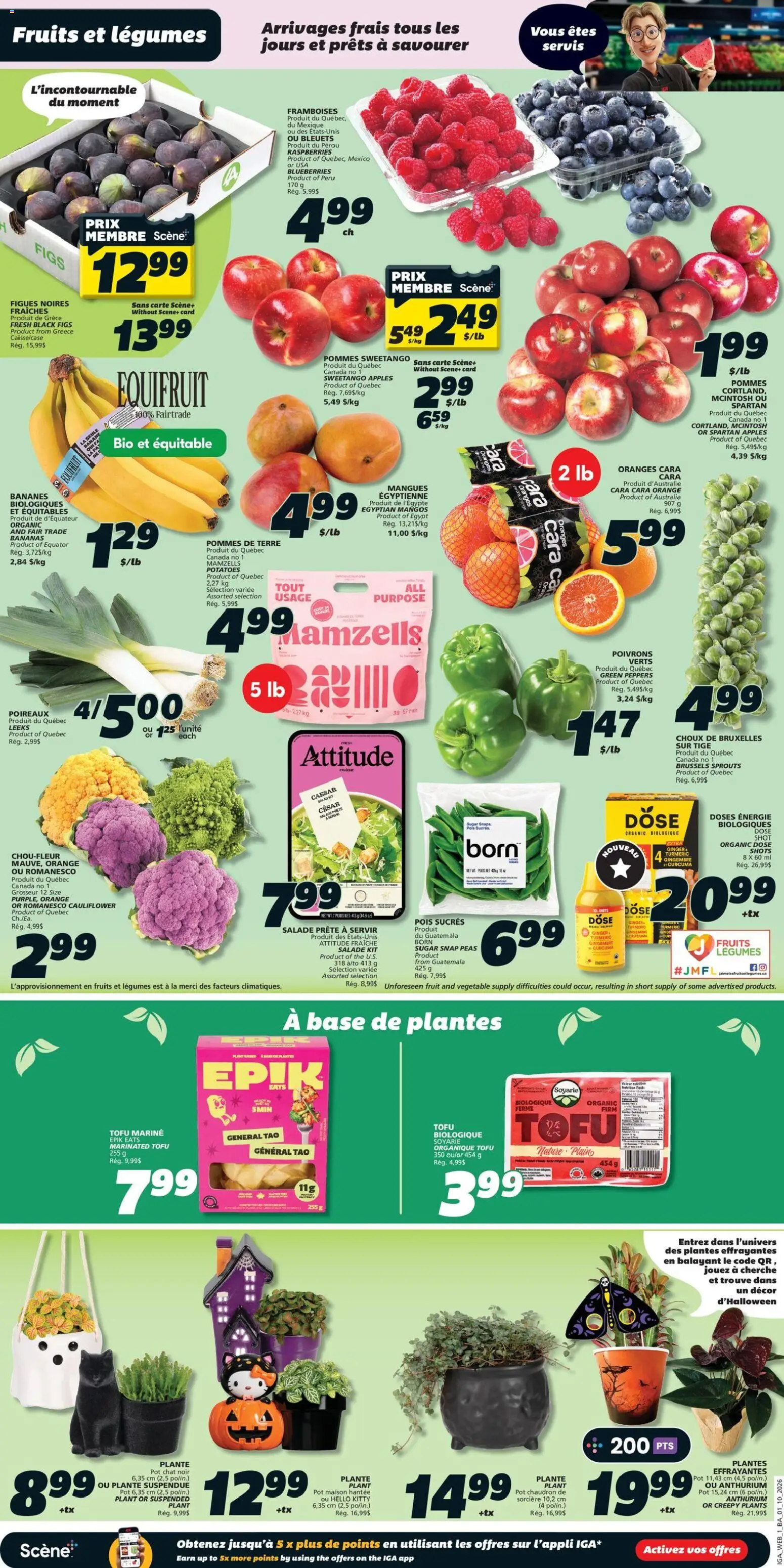 IGA flyer valid from Oct 1, 2026 | Page: 3 | Products: Salad, Raspberries, Cauliflower, Apples