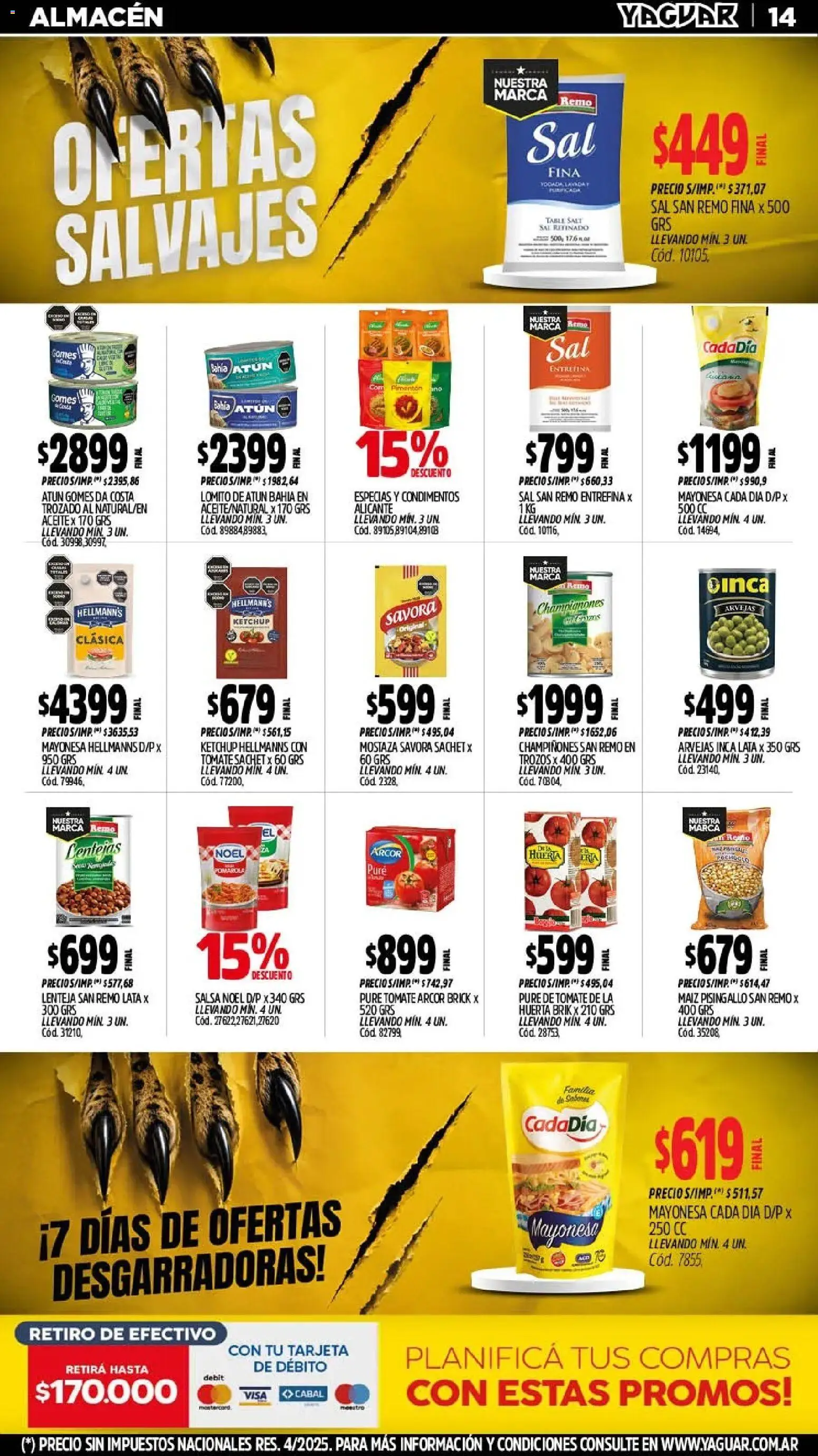 Yaguar - Oferta Semanal Santa Fé │ válido desde el 10/08/2026 | Página: 16 | Productos: Arvejas, Sal, Champiñones, Puré