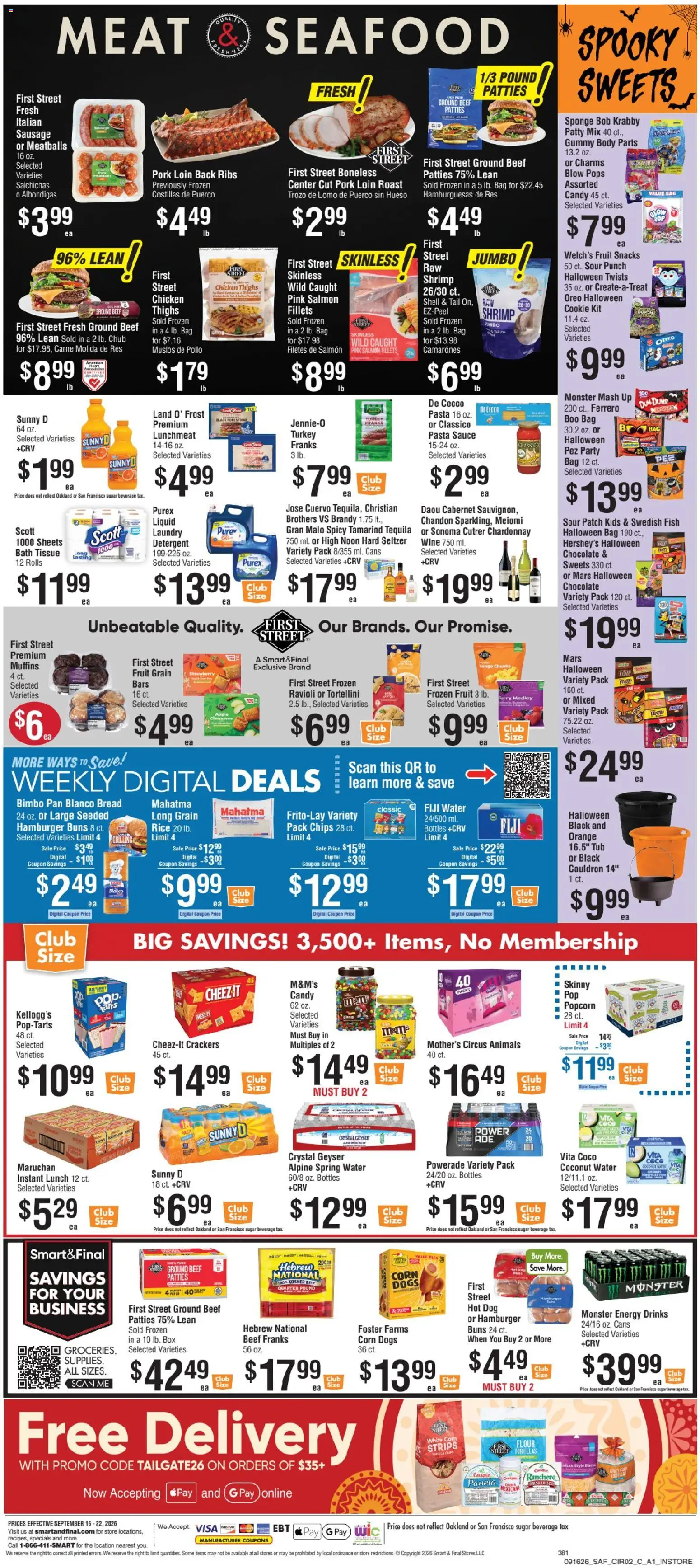 Smart & Final Weekly Ad - valid from 09/16/2026 | Page: 3 | Products: Crackers, Tortillas, Sugar, Ground beef