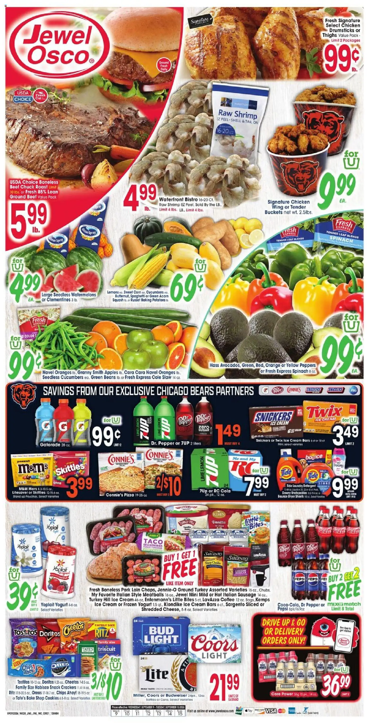Jewel Osco Weekly Ad - valid from 09/09/2026 | Page: 1 | Products: Coffee, Pizza, Chips, Vanilla