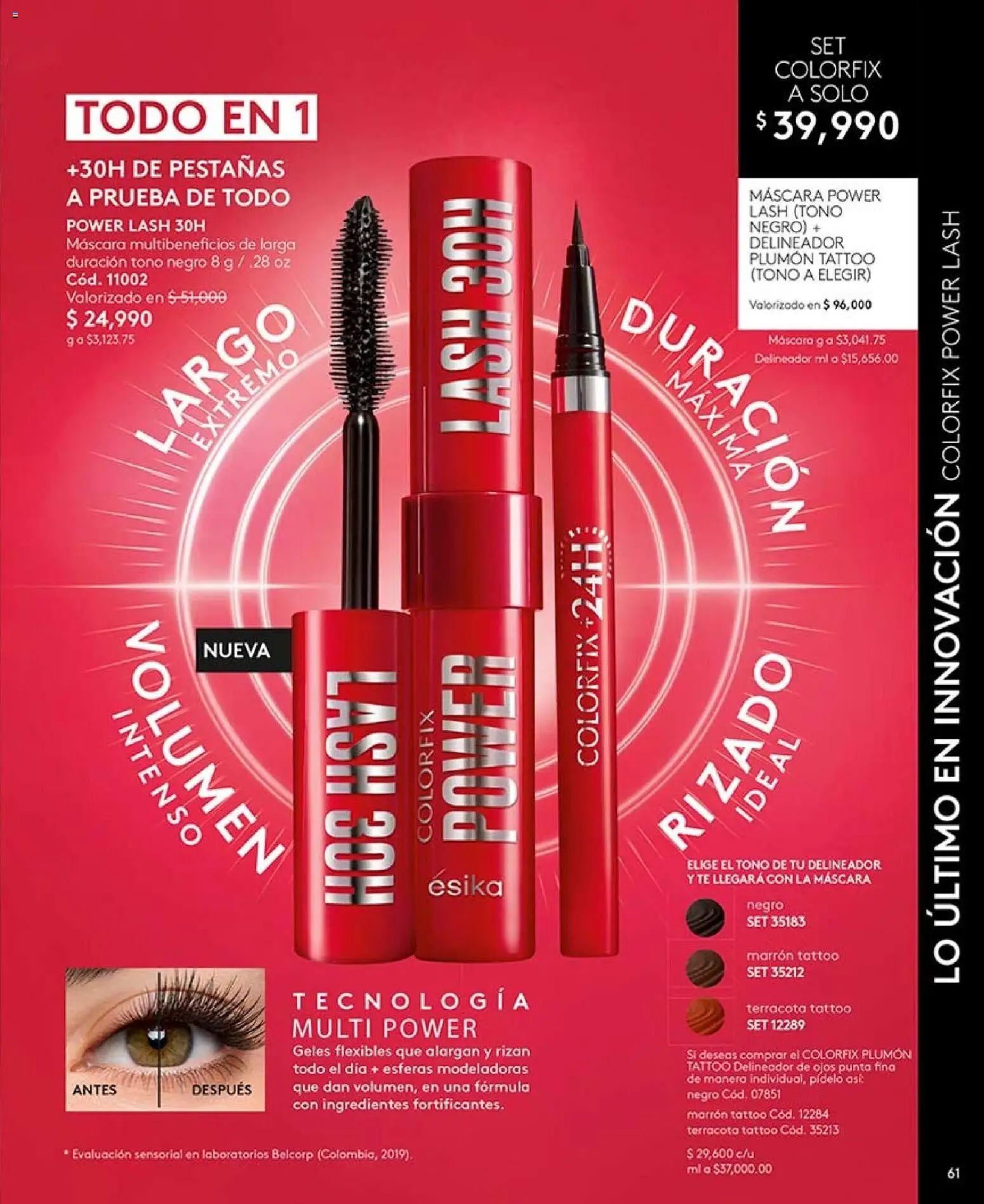 Ésika revista - valida desde el 28/08/2026 | Página: 61 | Productos: Ingredientes, Máscara, Delineador de ojos, Delineador