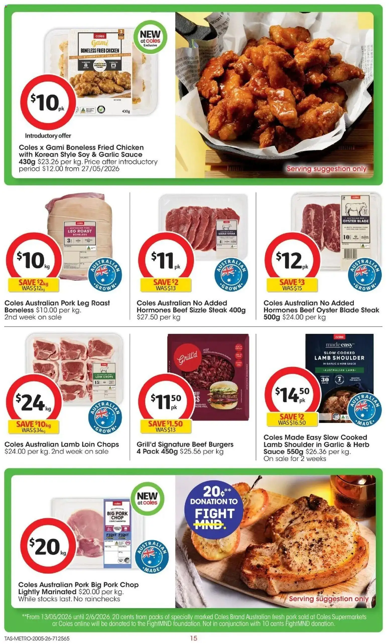 Coles catalogue - valid from 19.05.2026 | Page: 15 | Products: Chicken, Pork, Beef, Sauce