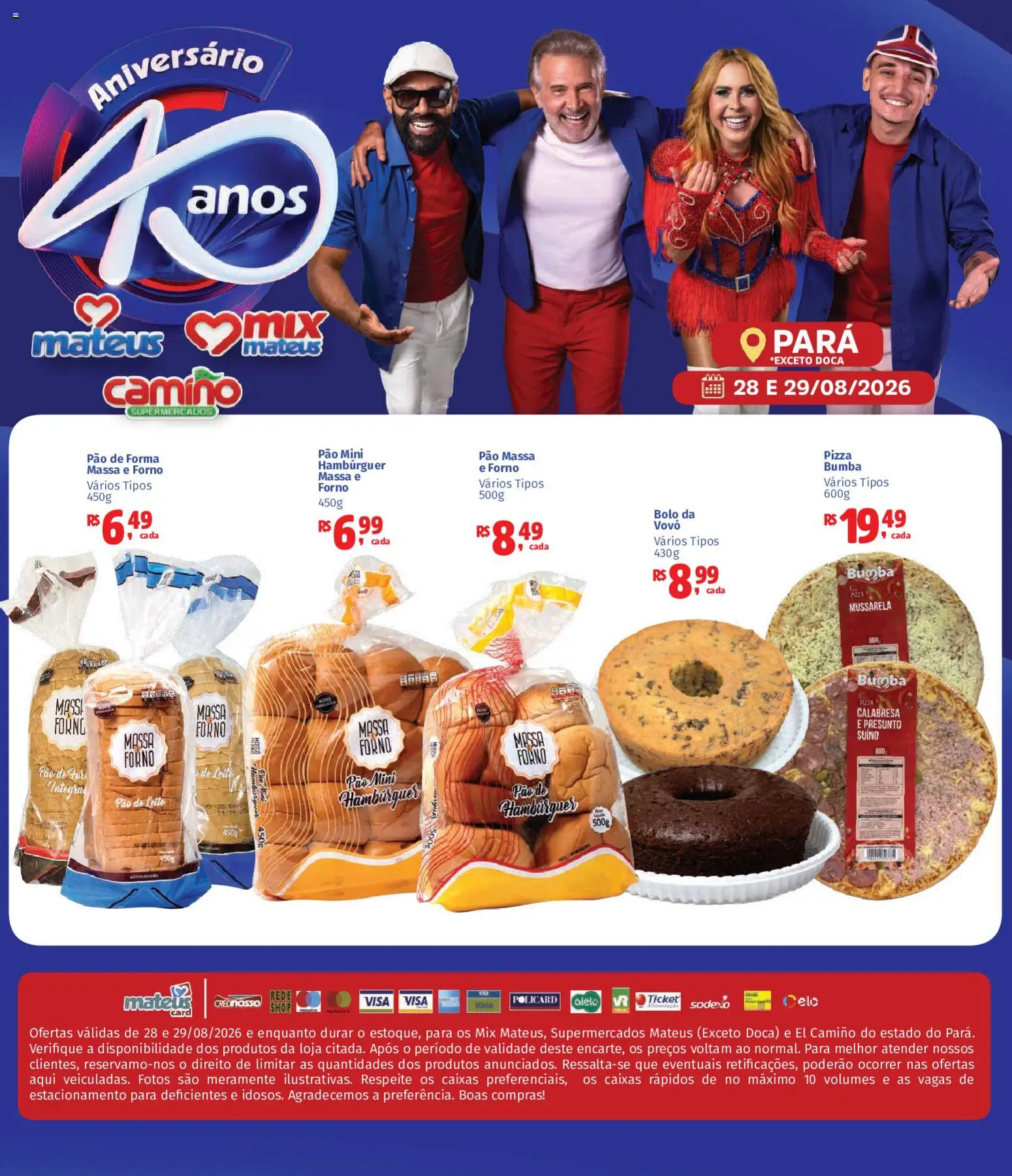Mateus Folheto - válido de 28/08/2026 | Página: 1 | Produtos: Forno, Leite, Presunto, Bolo