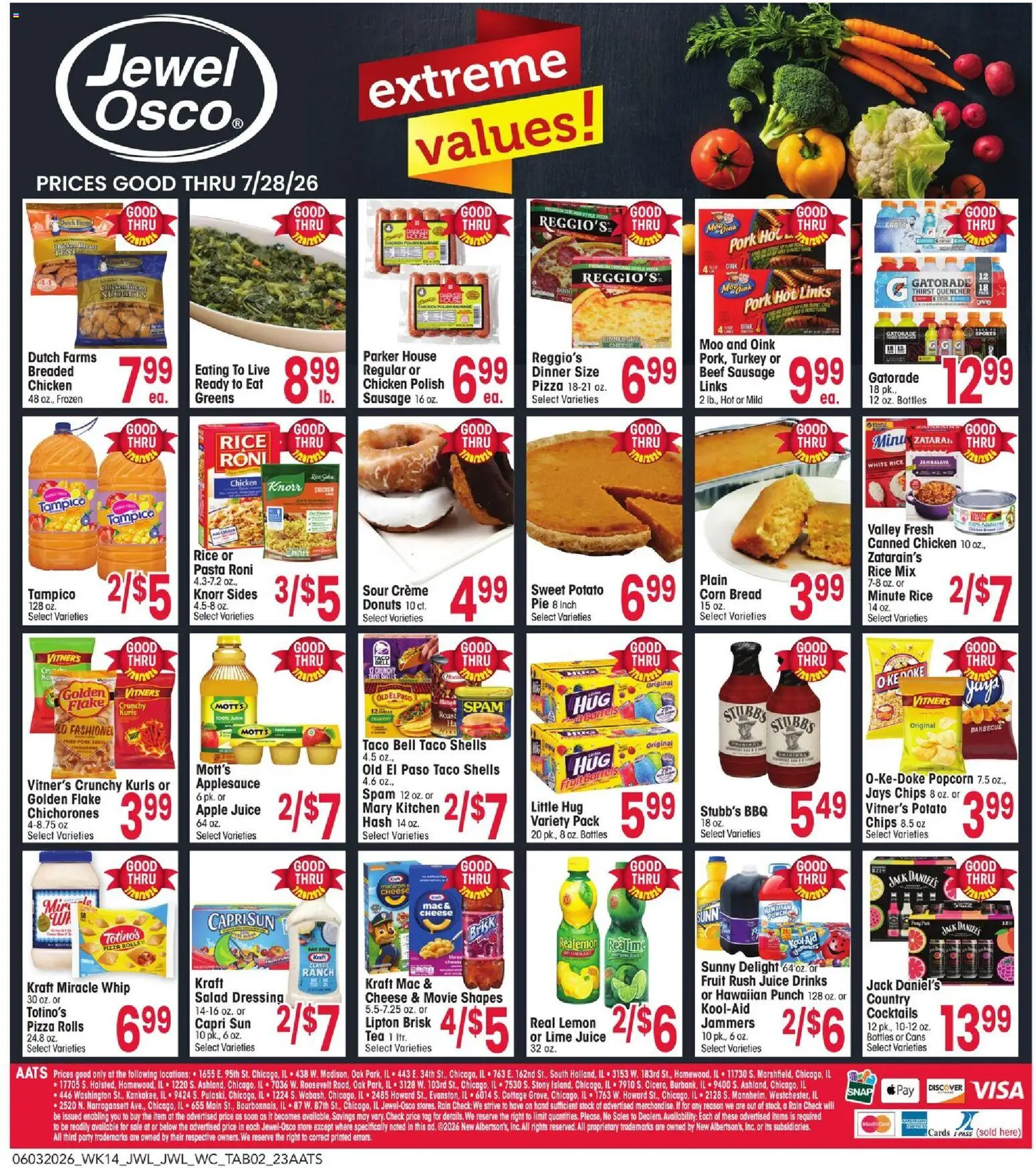 Jewel Osco Ad - valid from 03.06.2026 | Page: 2 | Products: Pork, Pasta, Sausage, Greens
