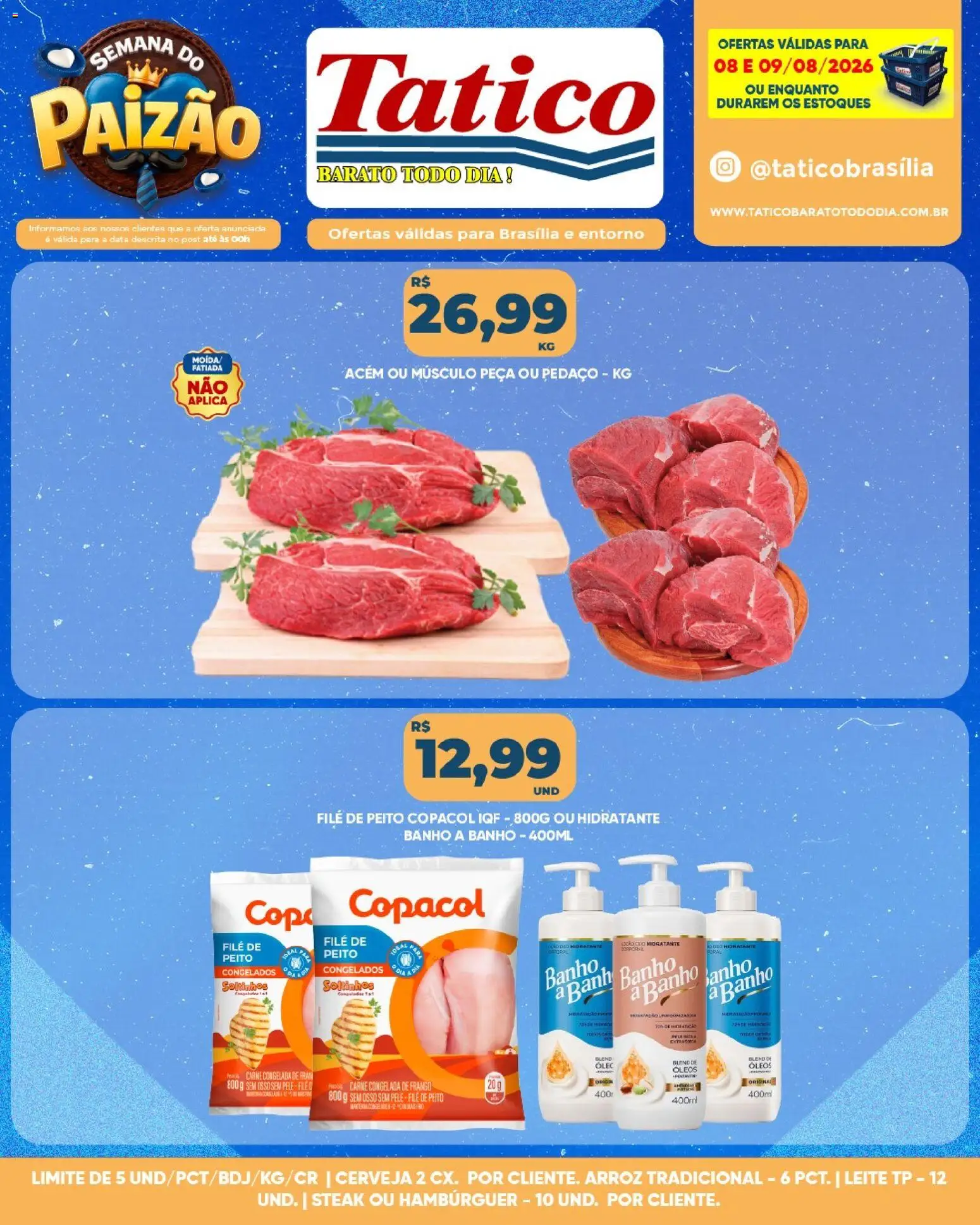 Tatico Folheto - válido de 10/08/2026 | Página: 28 | Produtos: Steak, Acém, Leite, Carne