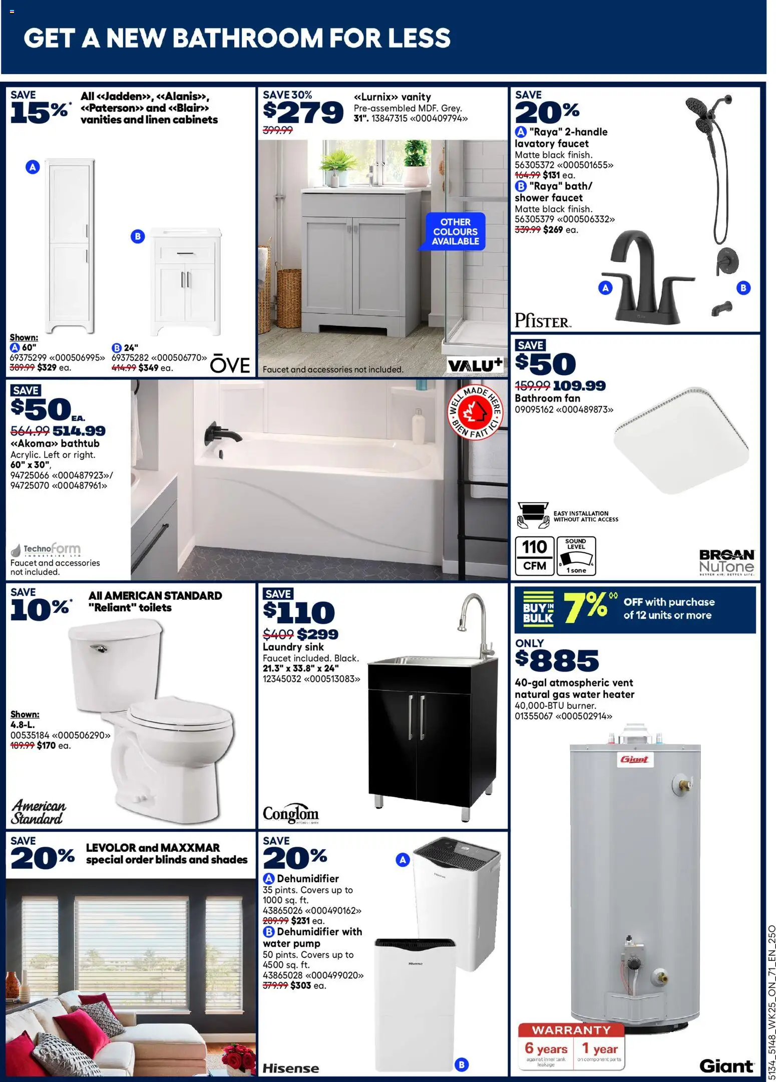 Rona flyer valid from Jul 16, 2026 | Page: 14 | Products: Water, Fan, Shower