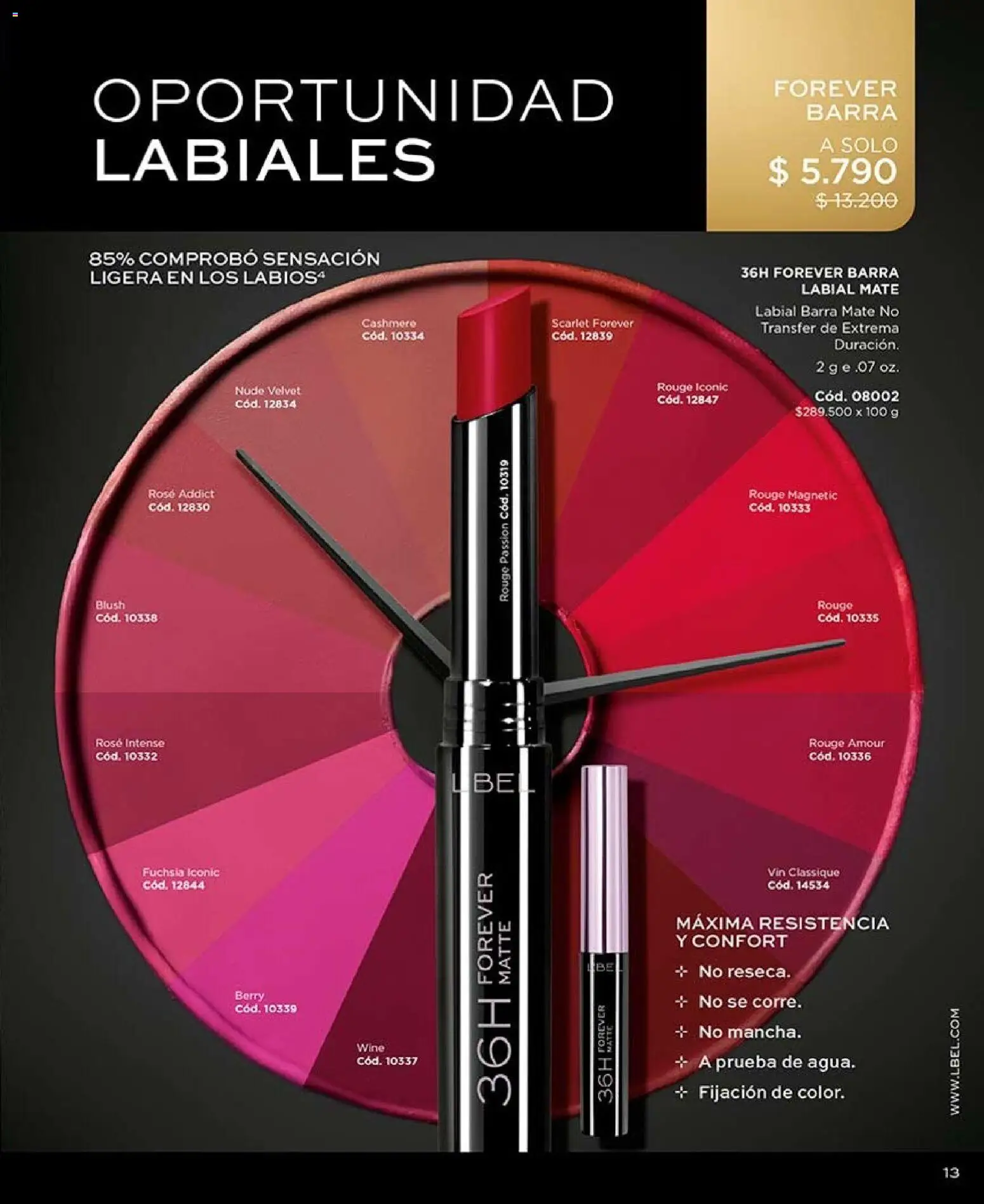 Catálogo L'Bel Campaña 12 │ válido desde el 07.07.2026 | Página: 13 | Productos: Mate, Labial