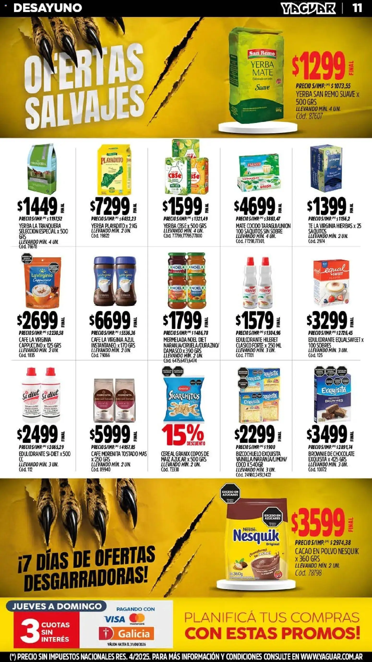 Yaguar - Oferta Semanal General Roca │ válido desde el 03/08/2026 | Página: 13 | Productos: Sobre, Yerba, Té, Cacao