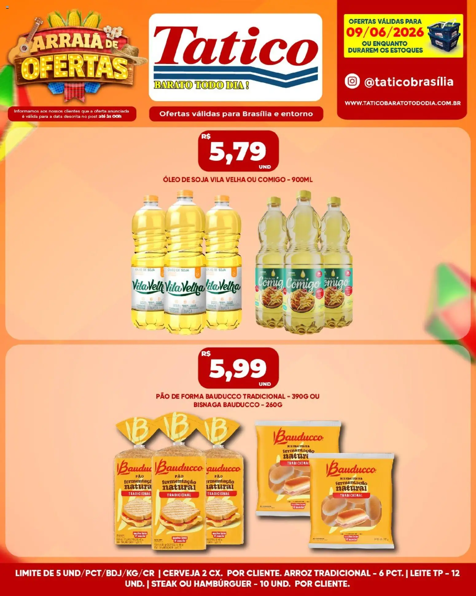 Tatico Folheto - válido de 09.06.2026 | Página: 4 | Produtos: Leite, Arroz, Pão de forma, Soja