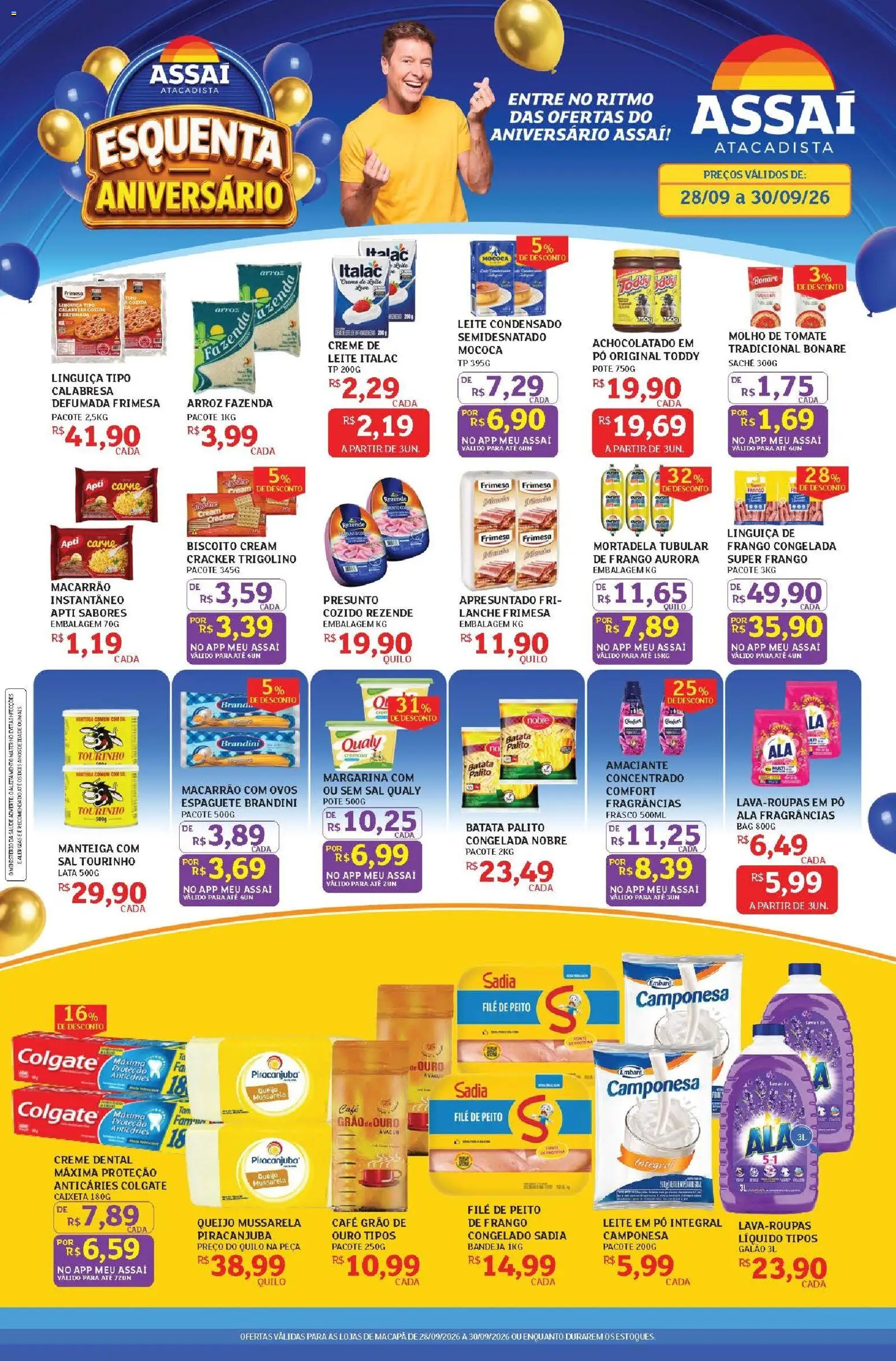Assaí Atacadista Folheto - válido de 28/09/2026 | Página: 1 | Produtos: Espaguete, Manteiga, Carne, Frango