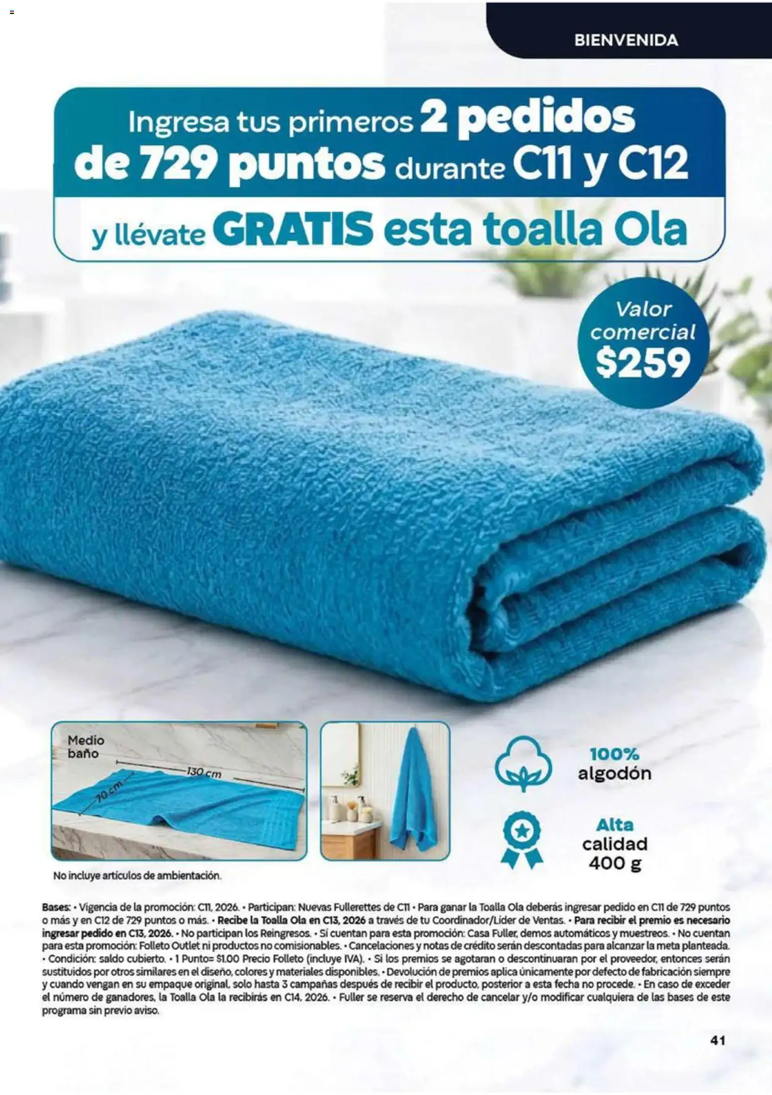 Nuevas ofertas de Fuller válidas en toda la República Mexicana desde el 02/09/2026. ¡Encuentra las mejores ofertas en Fuller Gana Más 11 2026! | Página: 39 | Productos: Toalla, Algodón, Baño