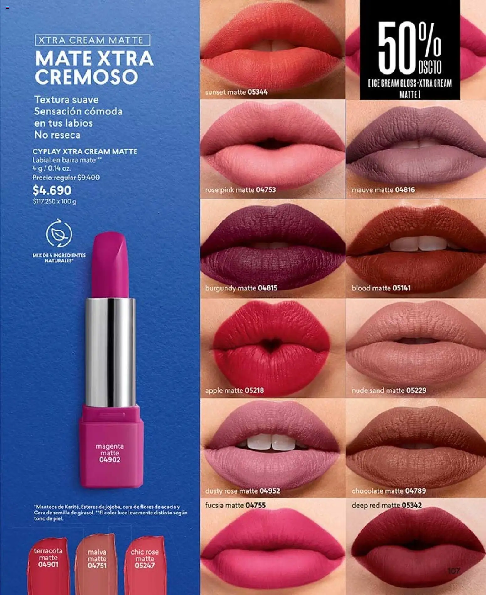 Catálogo CyZone Campaña 14 │ válido desde el 16.08.2026 | Página: 107 | Productos: Cera, Flores, Labial, Ingredientes