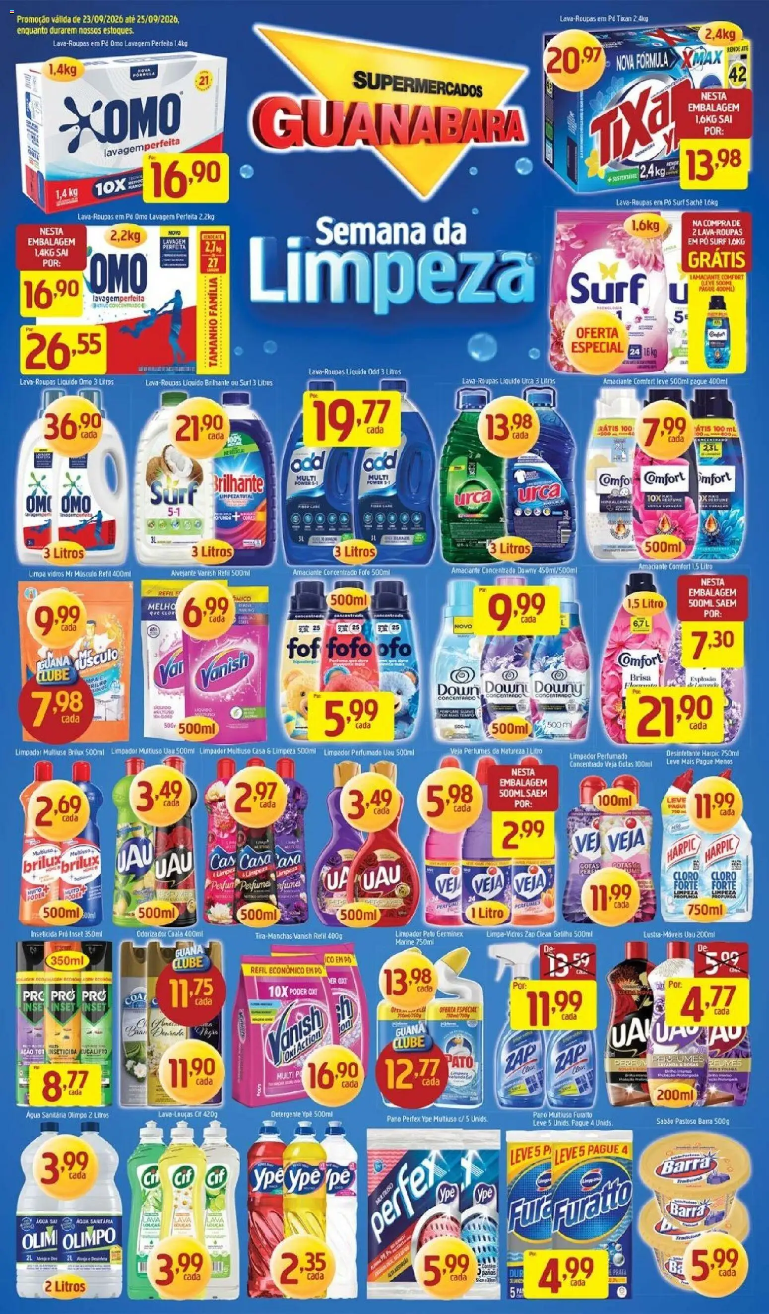 Supermercados Guanabara Folheto - válido de 23/09/2026 | Página: 8 | Produtos: Alvejante, Limpador multiuso, Desinfetante, Água sanitária
