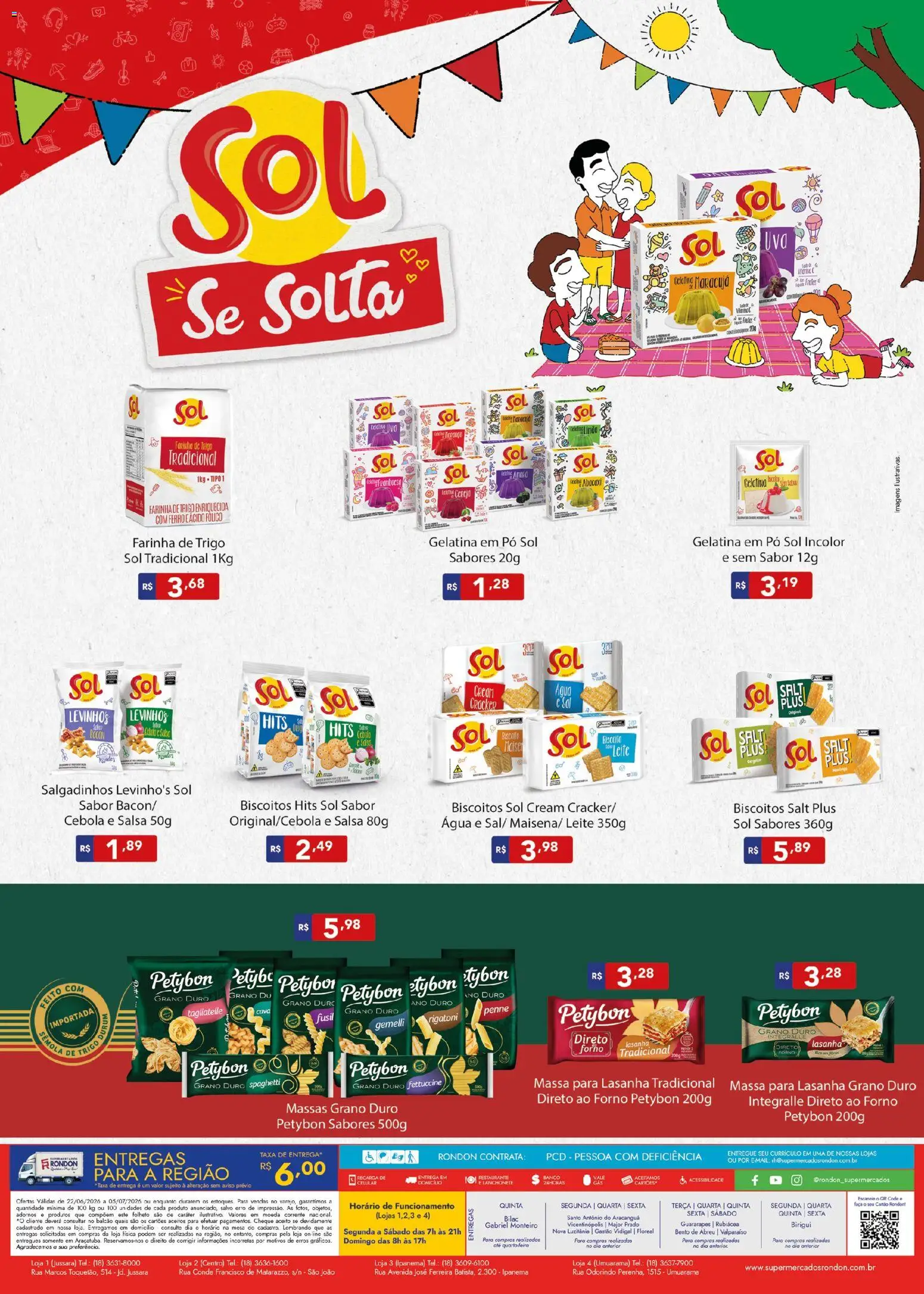 Supermercados Rondon Folheto - válido de 22/06/2026 | Página: 2 | Produtos: Biscoito, Abacaxi, Salgadinhos, Gelatina