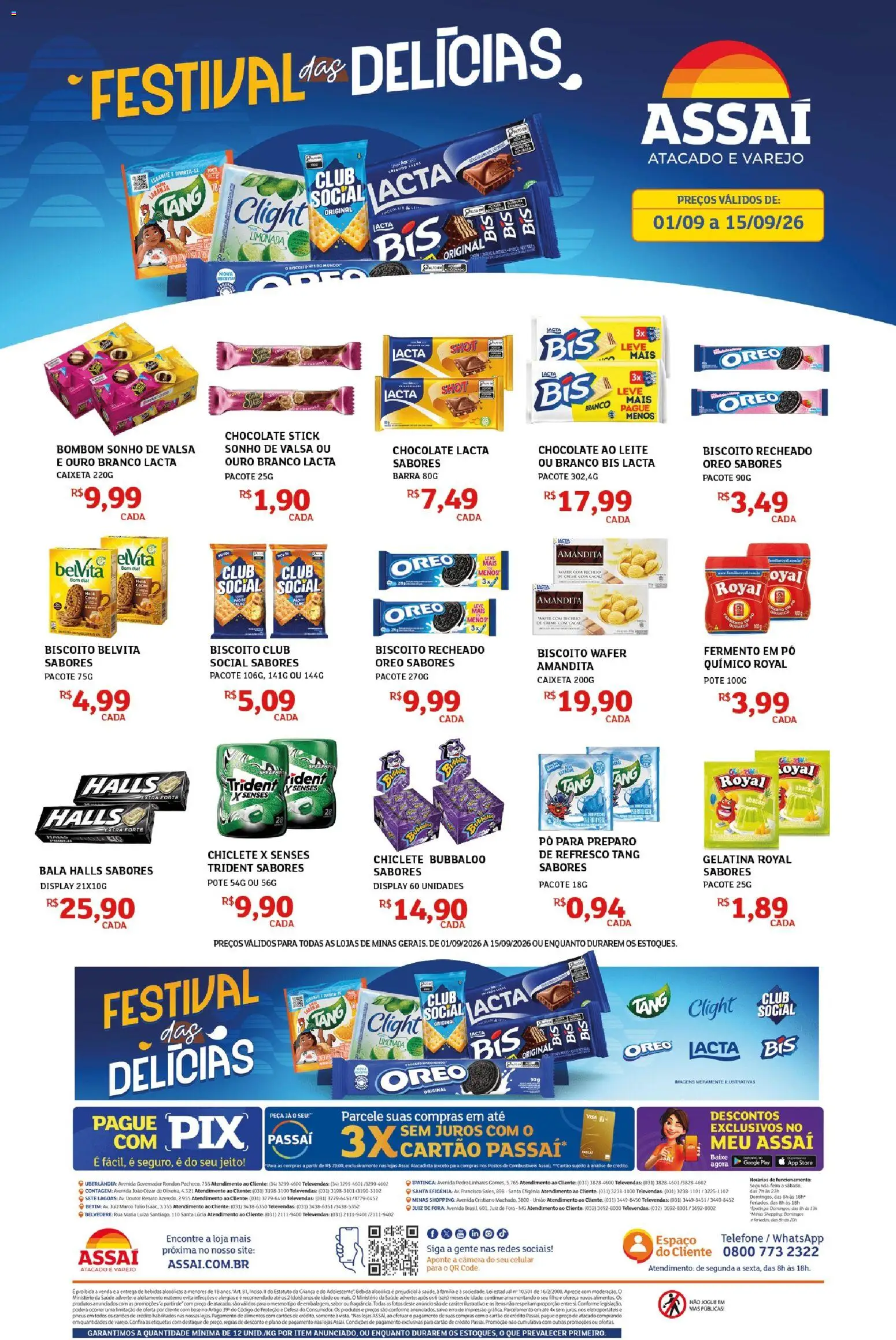Assaí Atacadista Folheto - válido de 01/09/2026 | Página: 1 | Produtos: Leite, Telefone, Chiclete, Câmera