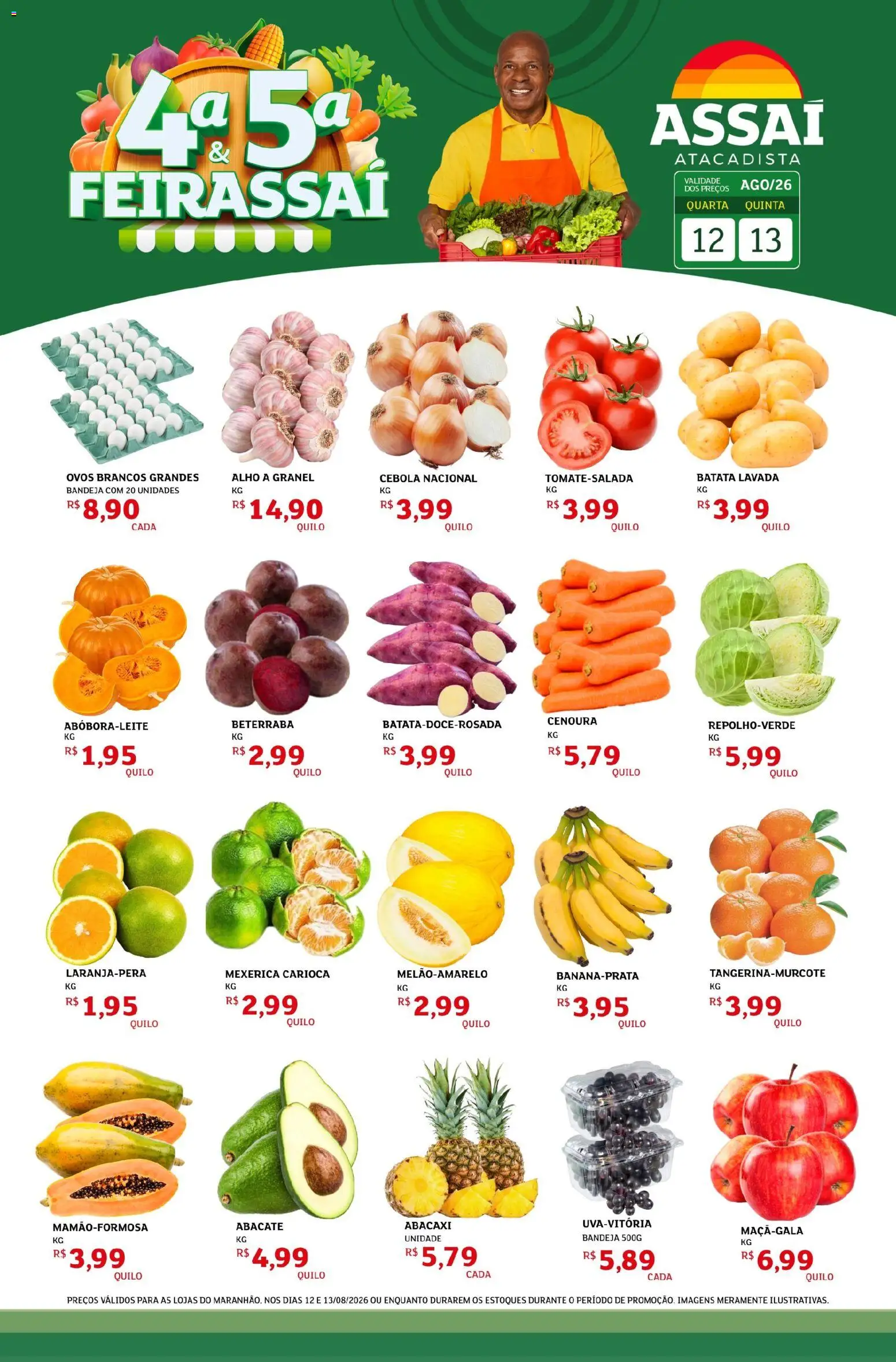 Assaí Atacadista Folheto - válido de 12/08/2026 | Página: 1 | Produtos: Beterraba, Cebola, Abacaxi, Cenoura