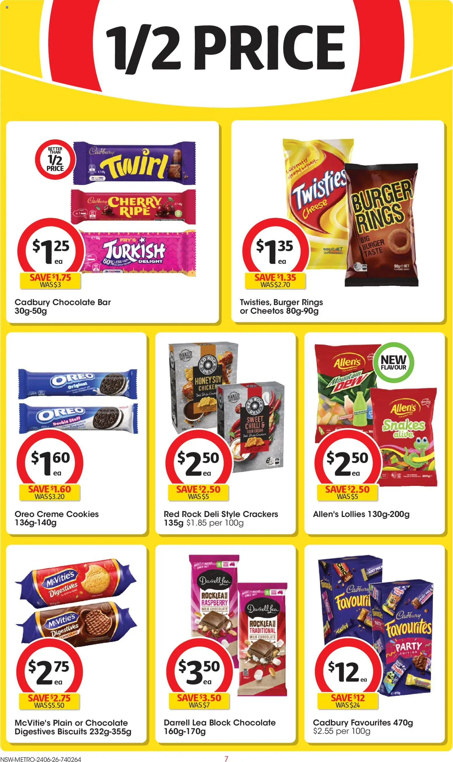 Coles catalogue - valid from 24/06/2026 | Page: 7 | Products: Crackers, Chocolate, Cream, Biscuits
