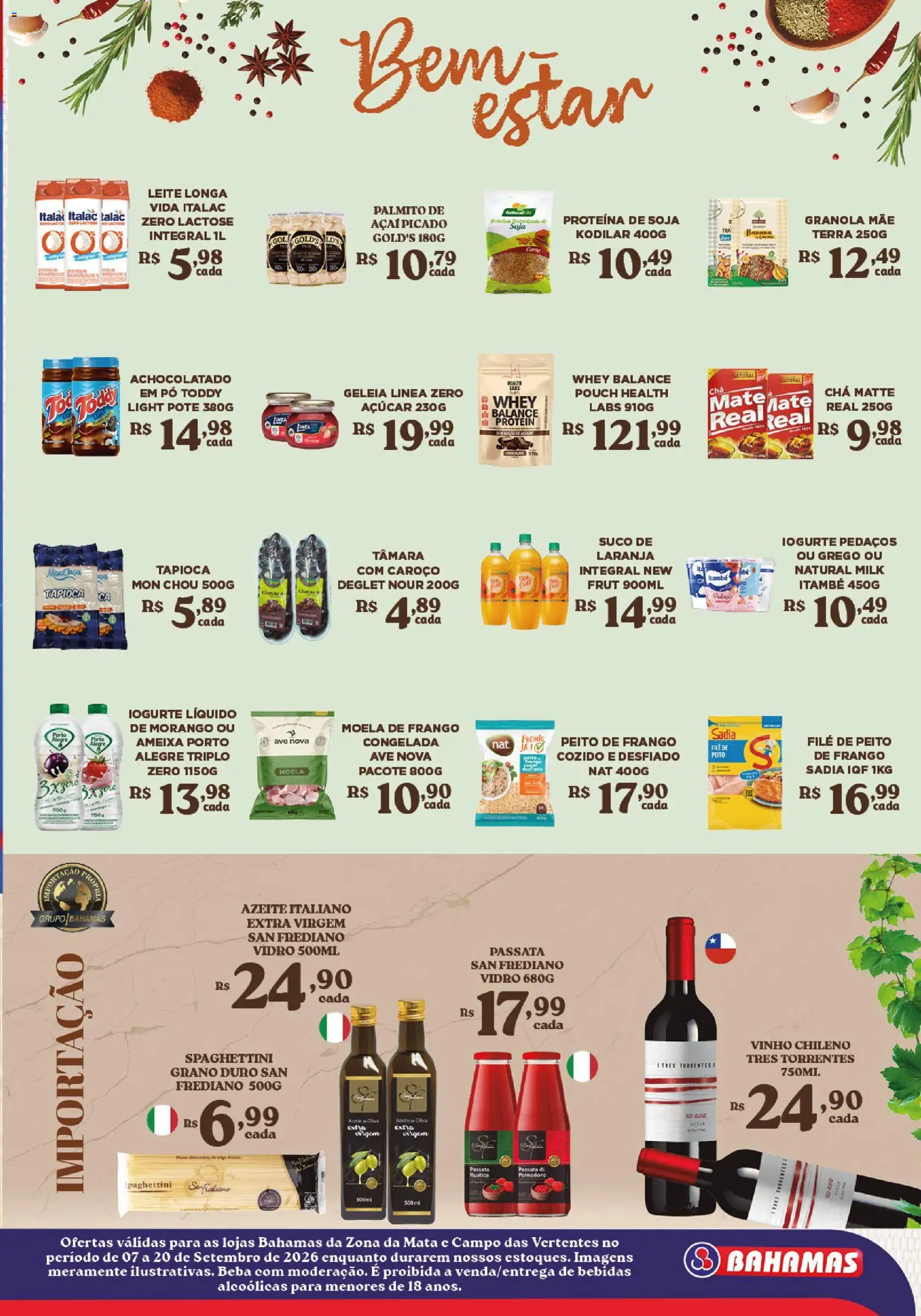 Bahamas Supermercados Folheto - válido de 07/09/2026 | Página: 5 | Produtos: Palmito, Bebidas, Vinho, Chá