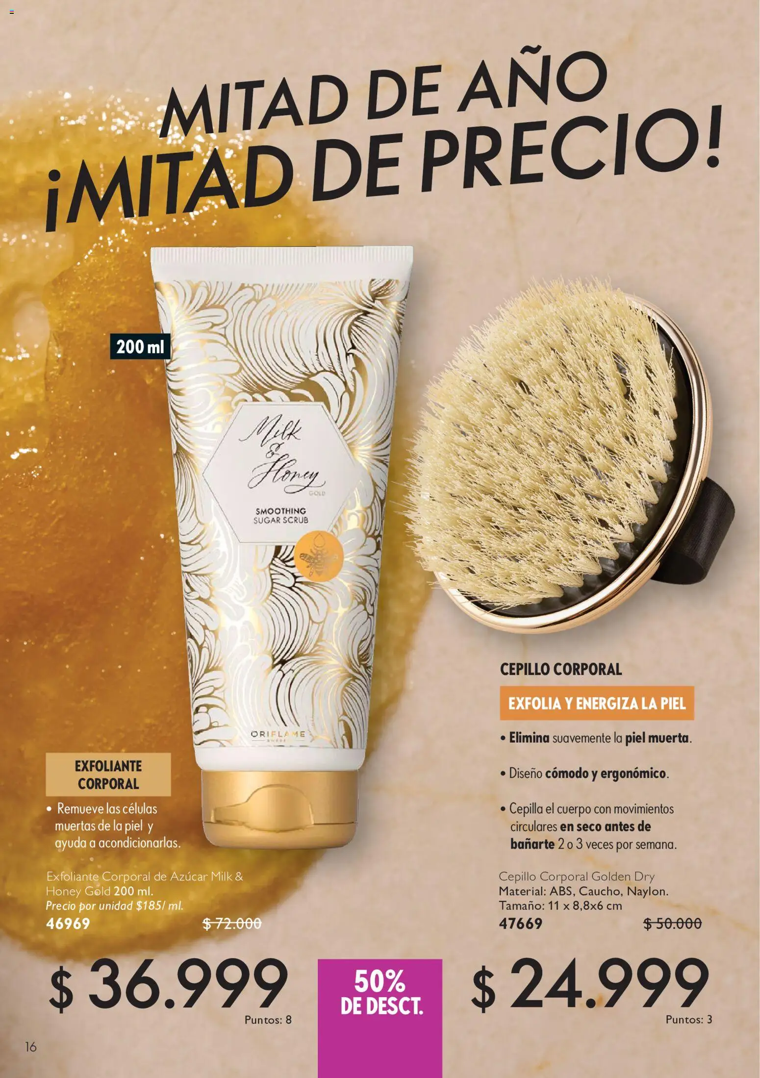 Oriflame revista - valida desde el 11/07/2026 | Página: 16 | Productos: Exfoliante corporal, Azucar, Cepillo