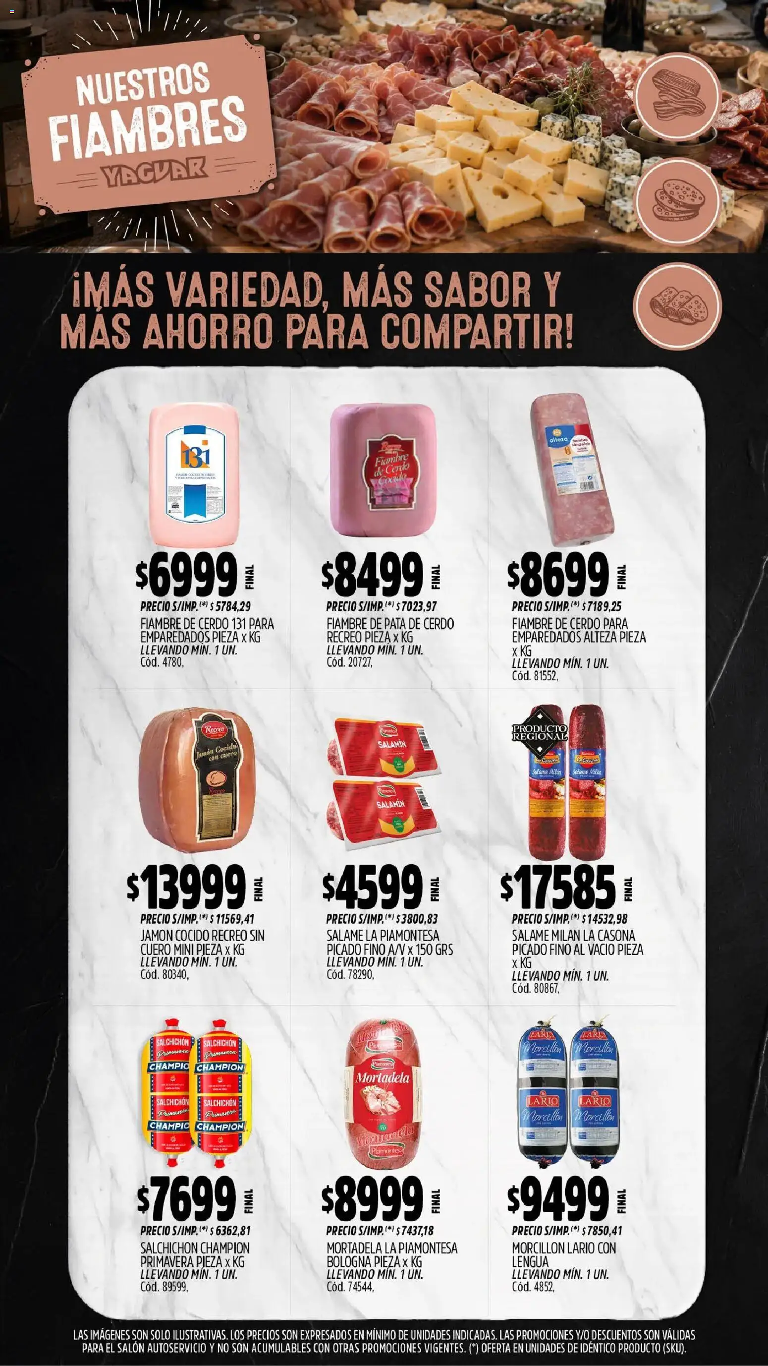 Yaguar - Oferta Semanal Trelew │ válido desde el 31/08/2026 | Página: 9 | Productos: Jamón cocido, Morcilla, Salame, Cerdo