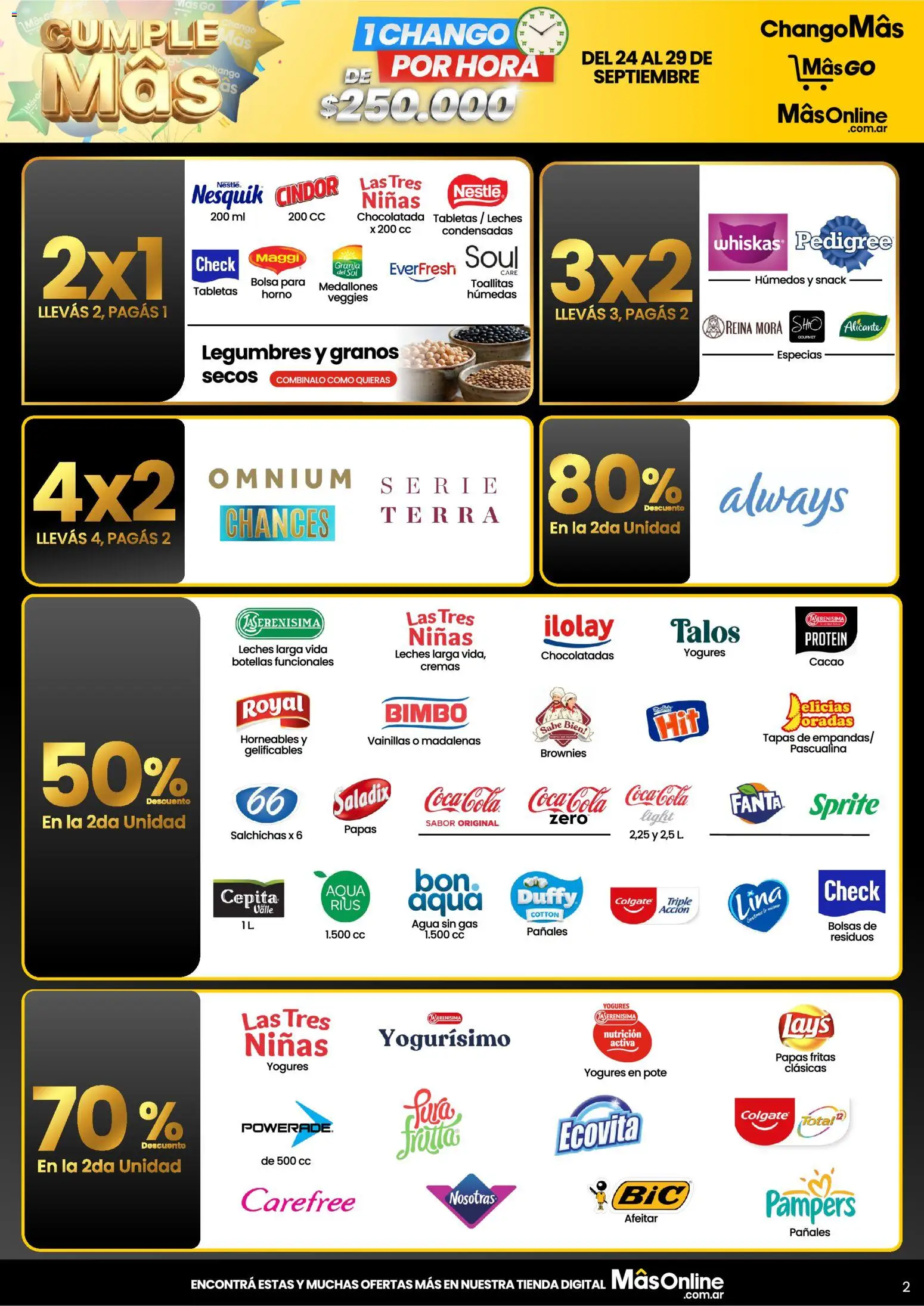 Changomas - Promos del finde │ válido desde el 24/09/2026 | Página: 2 | Productos: Sprite, Fanta, Chocolatada, Pañales