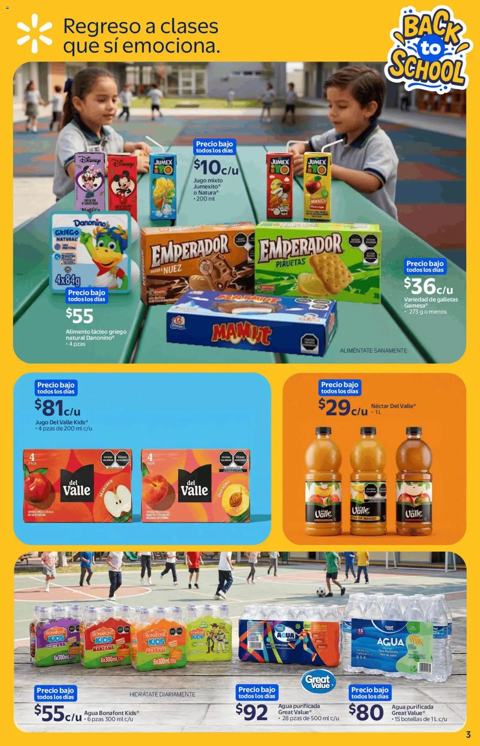 Nuevas ofertas de Walmart válidas en toda la República Mexicana desde el 13/08/2026. ¡Encuentra las mejores ofertas en Walmart folleto Back to School! | Página: 3 | Productos: Manzana, Agua, Mango, Jugo