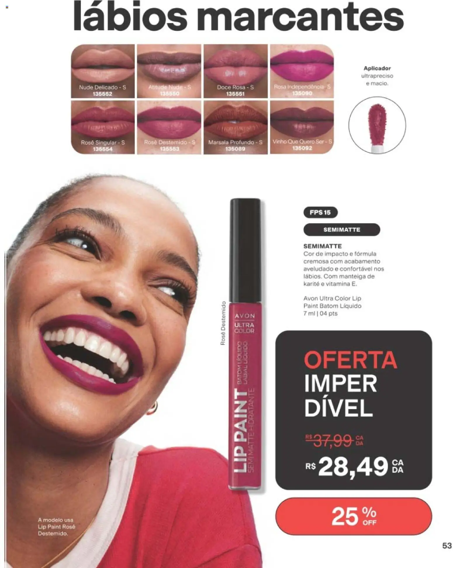 Avon Folheto - válido de 01/09/2026 | Página: 53 | Produtos: Batom, Manteiga de karité, Vinho, Doce