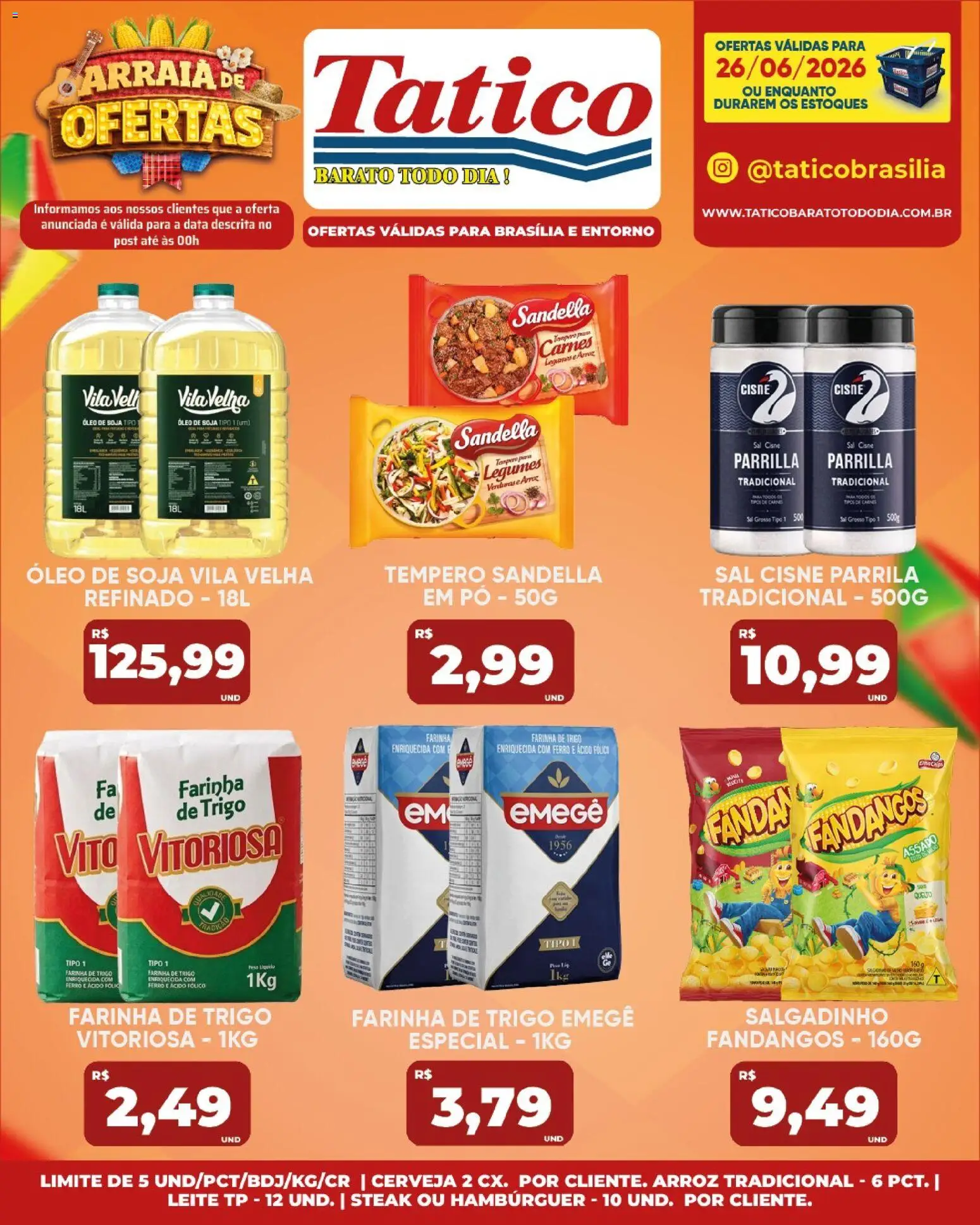 Tatico Folheto - válido de 26/06/2026 | Página: 17 | Produtos: Leite, Óleo, Cerveja, Hambúrguer