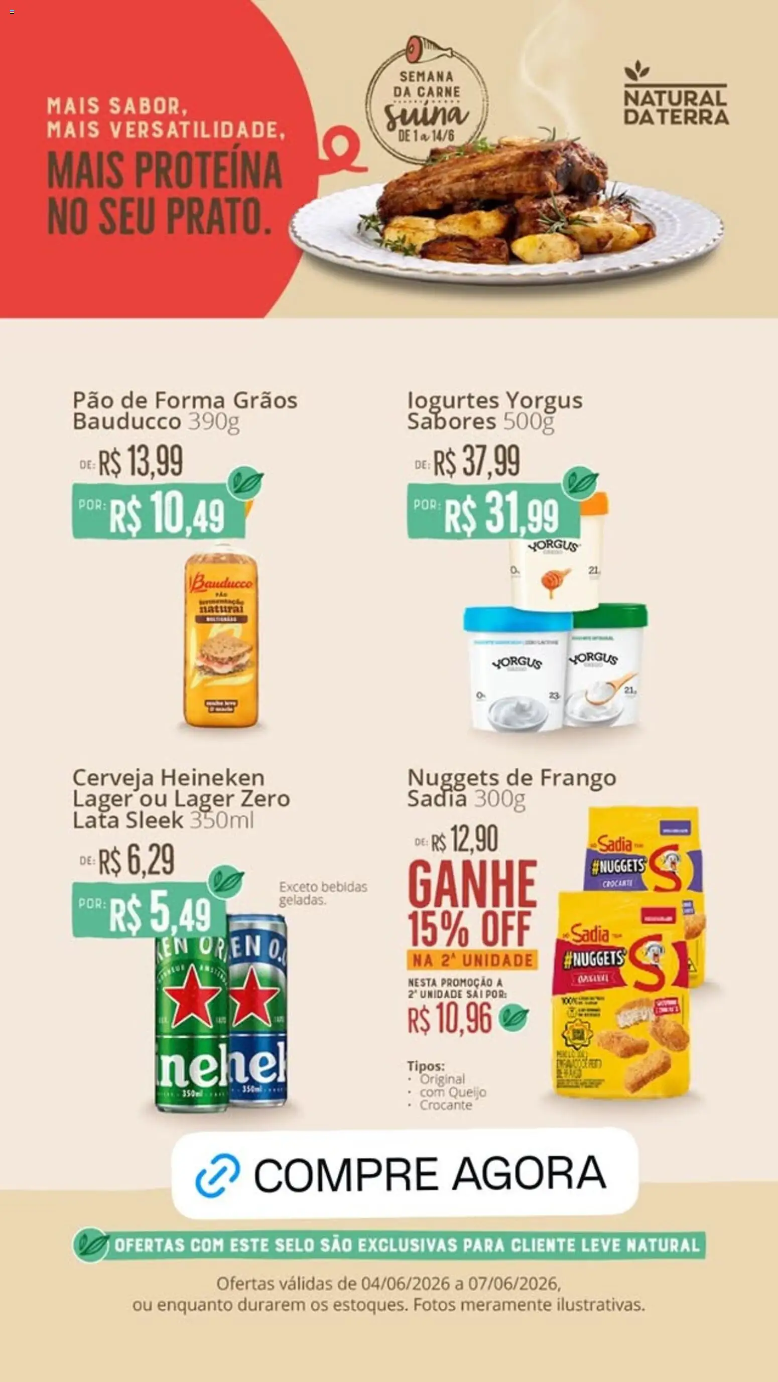 Natural da Terra Folheto - válido de 04.06.2026 | Página: 2 | Produtos: Queijo, Cerveja, Cerveja Heineken, Carne