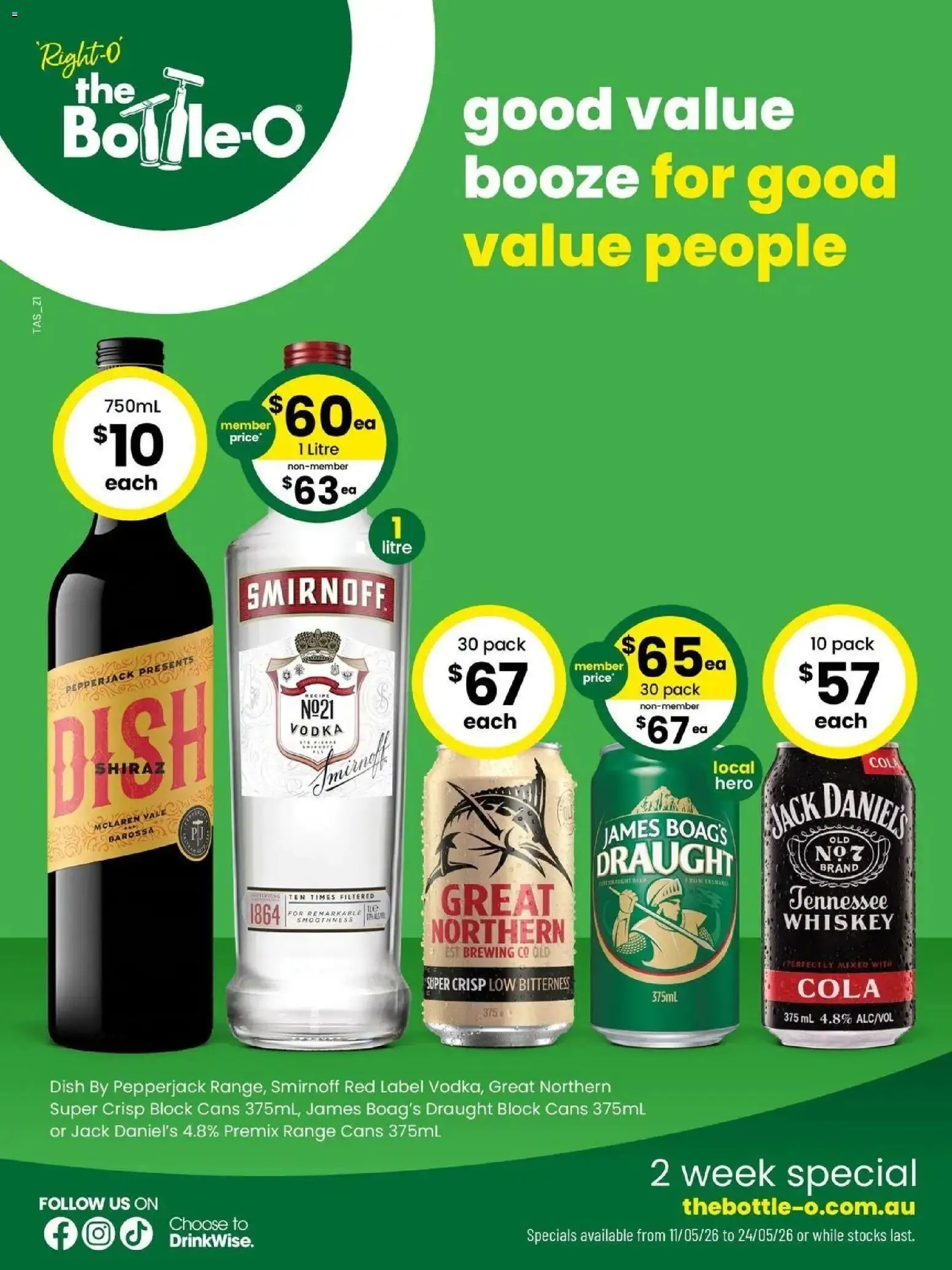 The Bottle-O catalogue - valid from 10.05.2026 | Page: 1 | Products: Vodka, Whiskey