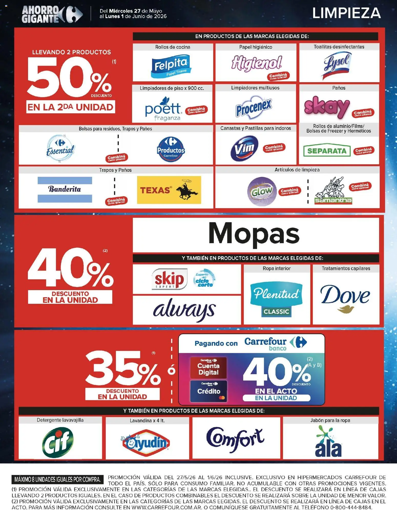 Carrefour ofertas │ válido desde el 27.05.2026 | Página: 17 | Productos: Papel higiénico, Cocina, Jabón, Ropa interior