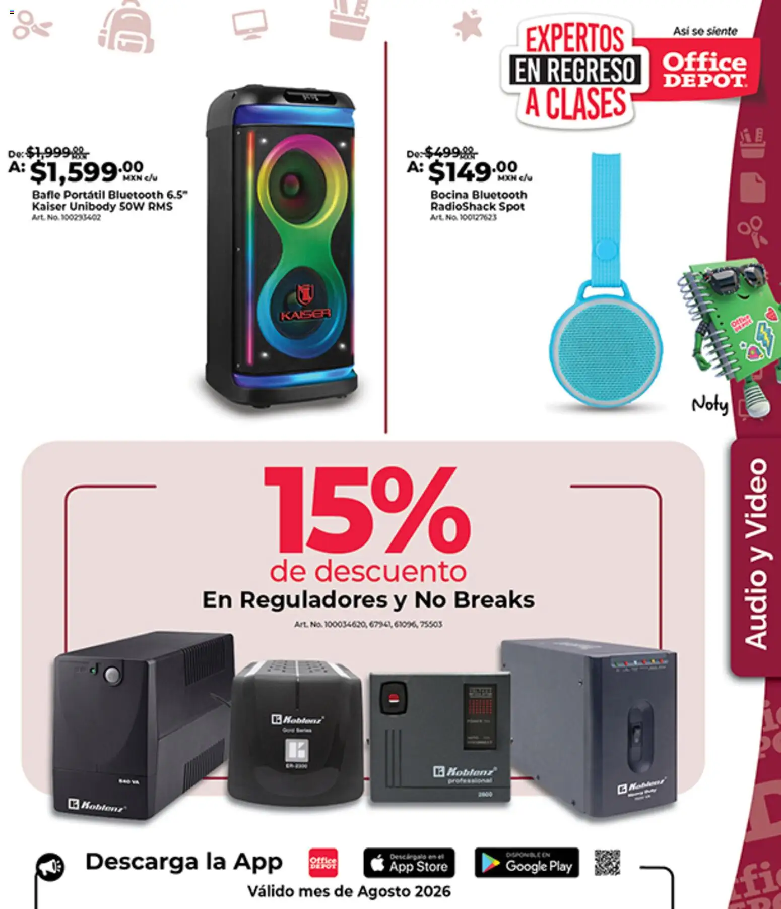 Nuevas ofertas de Office Depot válidas en toda la República Mexicana desde el 01/08/2026. ¡Encuentra las mejores ofertas en Office Depot catálogo! | Página: 18 | Productos: Audio, Bocina, Video