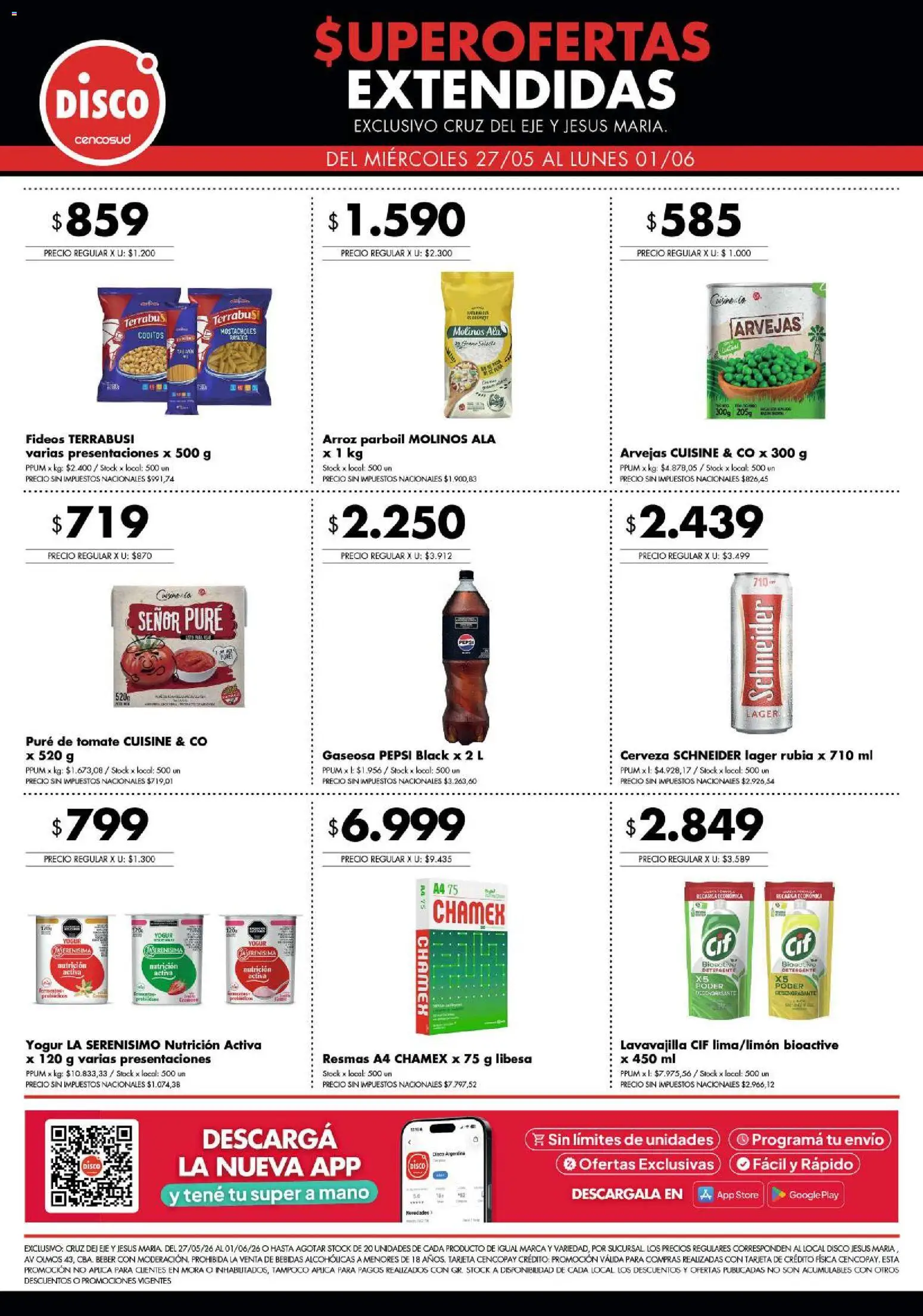 Disco - Superofertas extendidas - Cruz del Eje y Jesus Maria │ válido desde el 26.05.2026 | Página: 7 | Productos: Disco, Pure de Tomate, Cerveza, Arroz