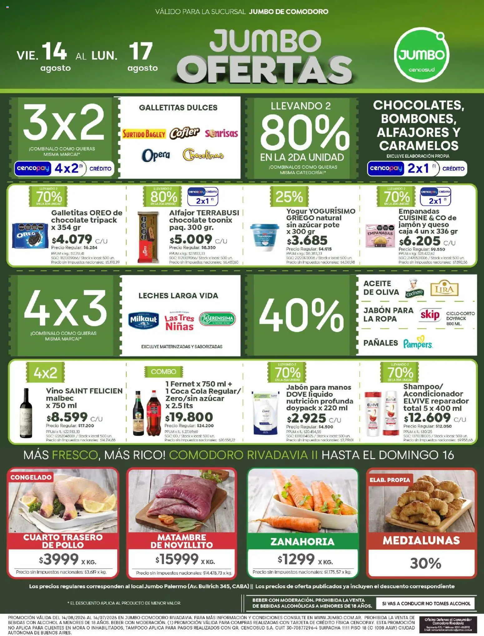 Jumbo - Ofertas | Comodoro │ válido desde el 13/08/2026 | Página: 1 | Productos: Teléfono, Azucar, Oreo, Jamón