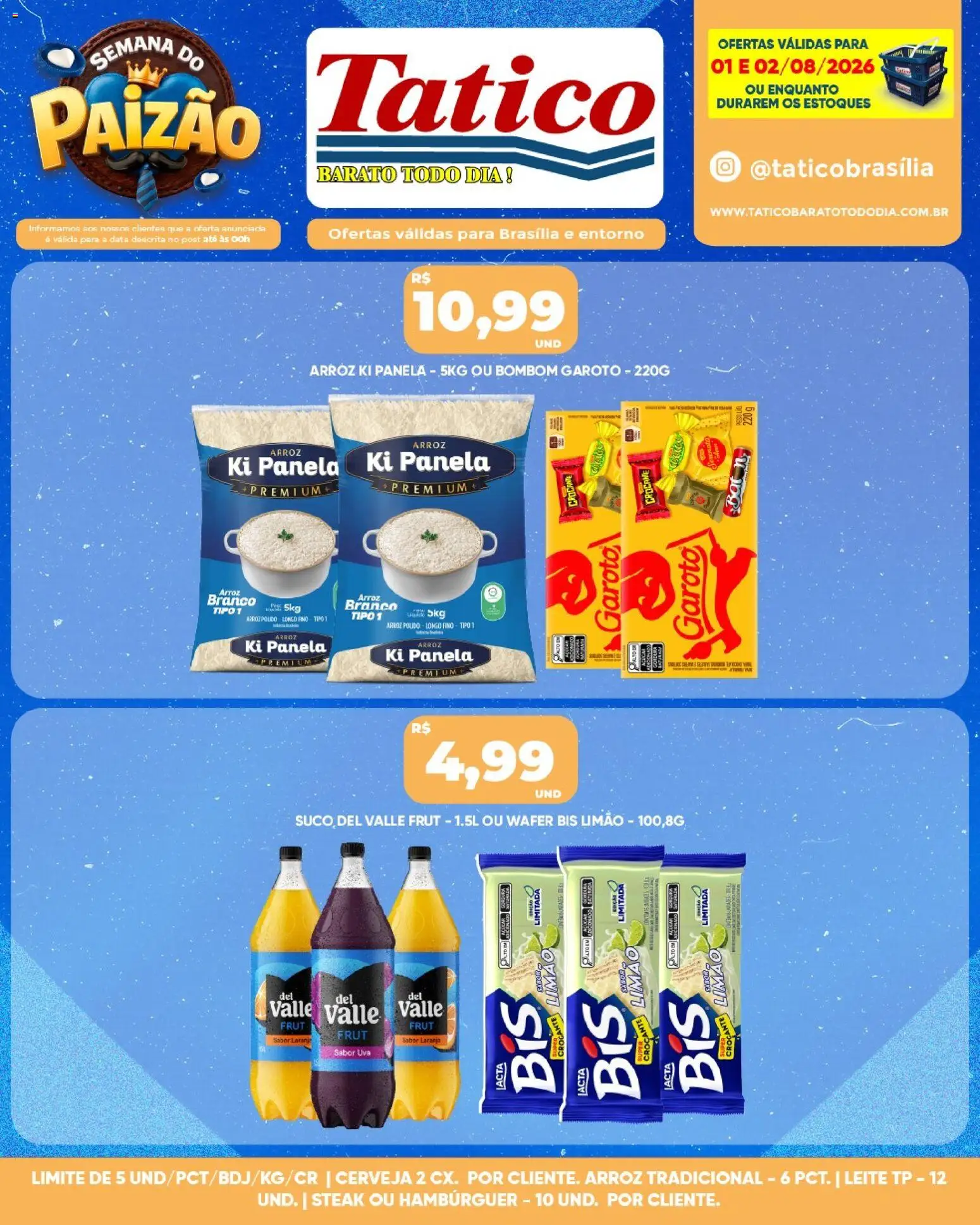 Tatico Folheto - válido de 03/08/2026 | Página: 25 | Produtos: Cerveja, Arroz, Hambúrguer, Bombom