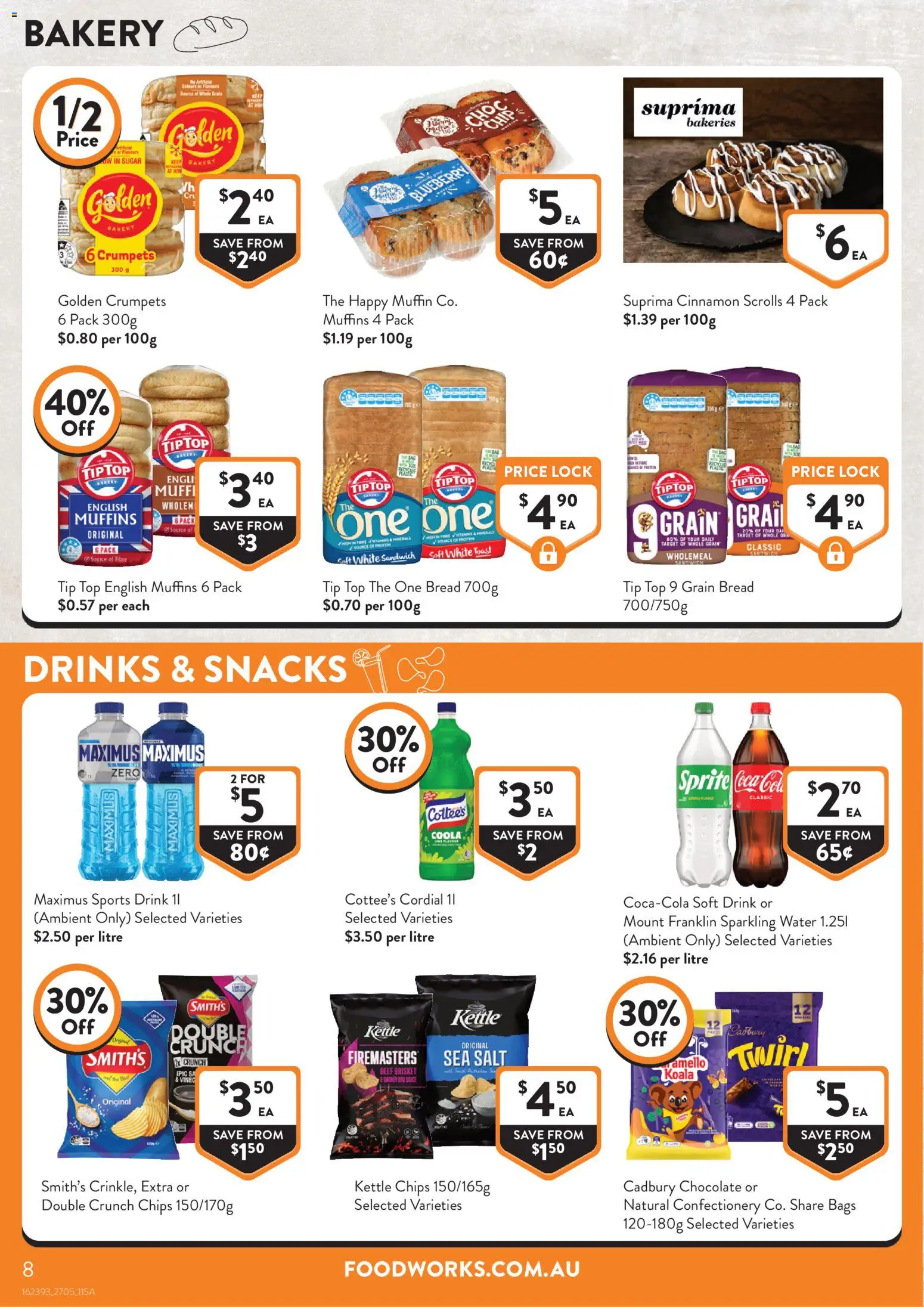 Foodworks catalogue - valid from 25.05.2026 | Page: 8 | Products: Chocolate, Muffins, Chips, Sauce