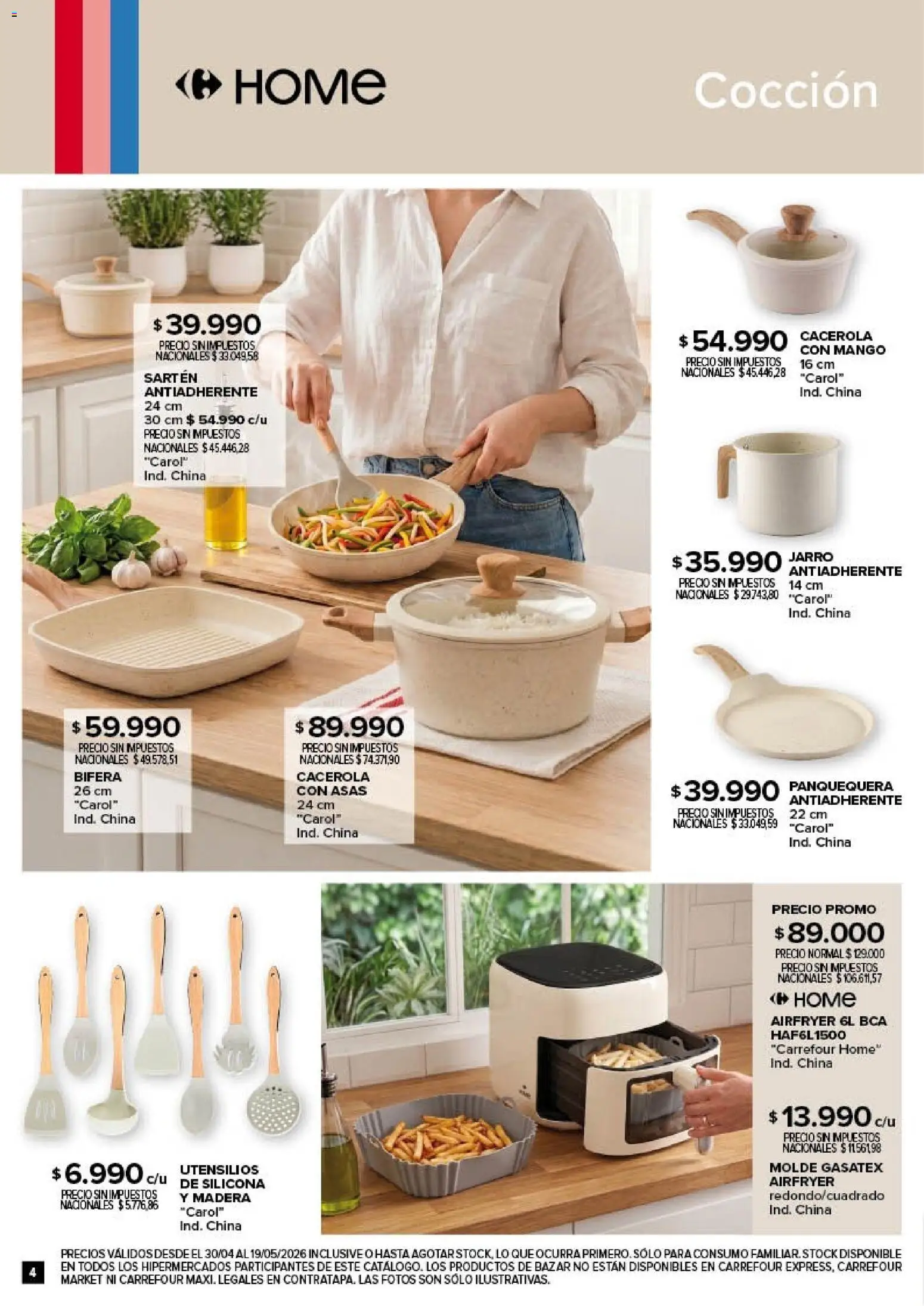 Carrefour - Deco Hogar  │ válido desde el 30.04.2026 | Página: 4 | Productos: Molde, Bifera, Sartén, Mango
