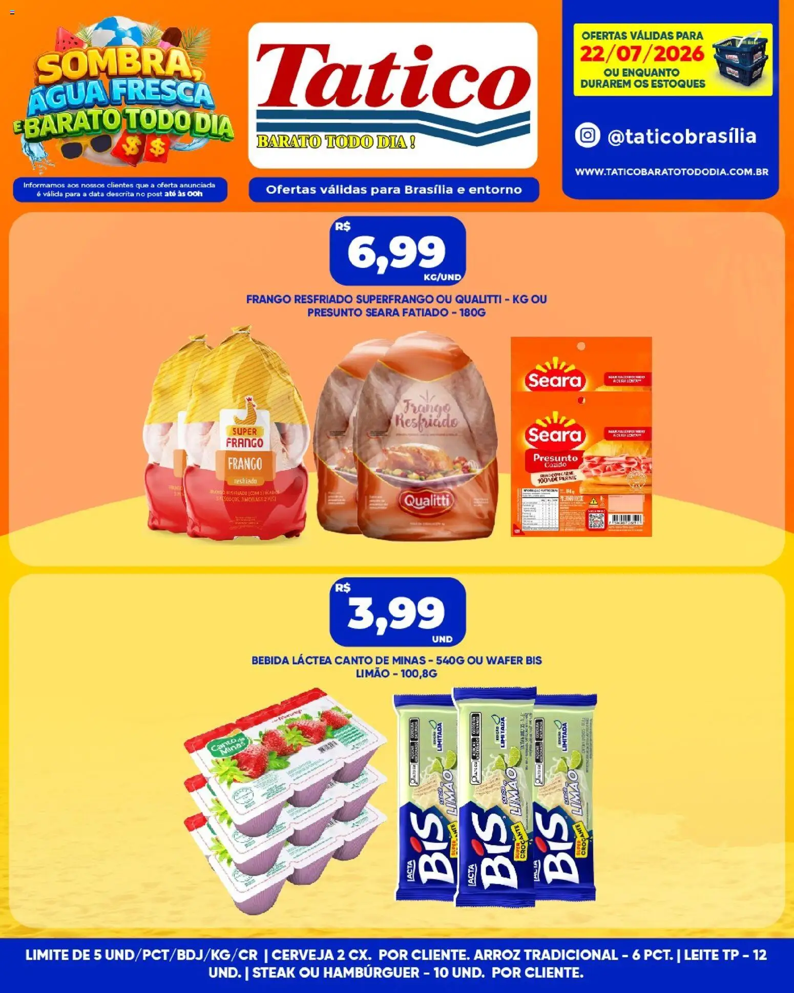 Tatico Folheto - válido de 23/07/2026 | Página: 33 | Produtos: Presunto, Hambúrguer, Bebida, Frango