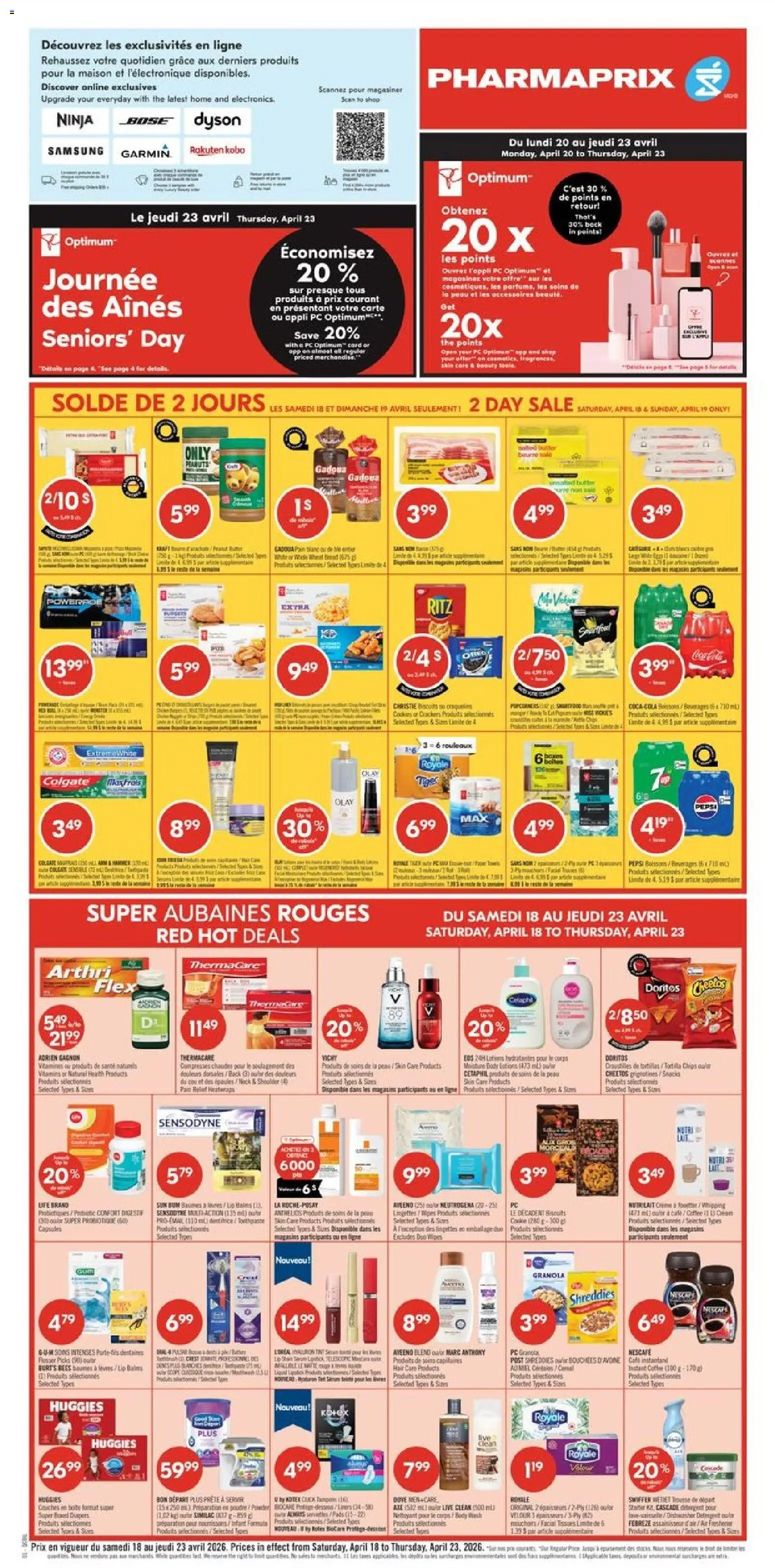 Pharmaprix flyer valid from 17.04.2026 | Page: 2 | Products: Cookies, PC, Toothpaste, Coffee