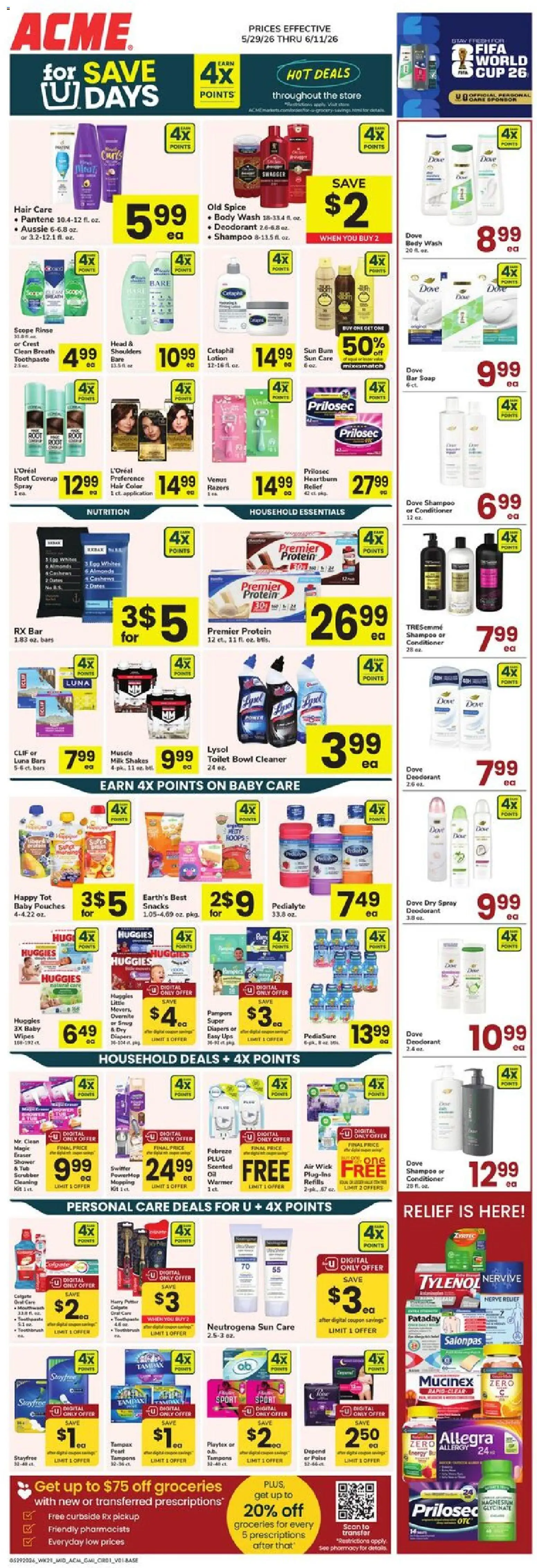 Acme Ad - valid from 29.05.2026 | Page: 1 | Products: Milk, Tampons, Bar Soap, Date