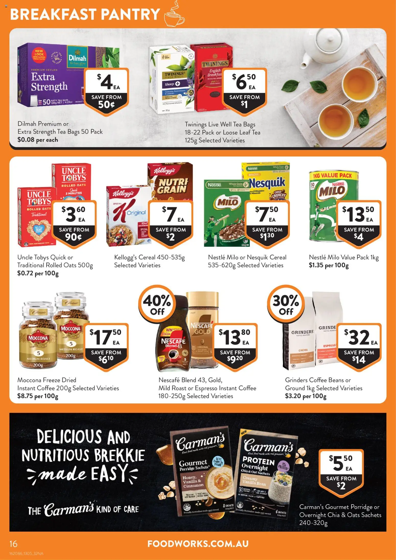Foodworks catalogue - valid from 13.05.2026 | Page: 16 | Products: Coffee, Cereal, Moccona, Nescafe