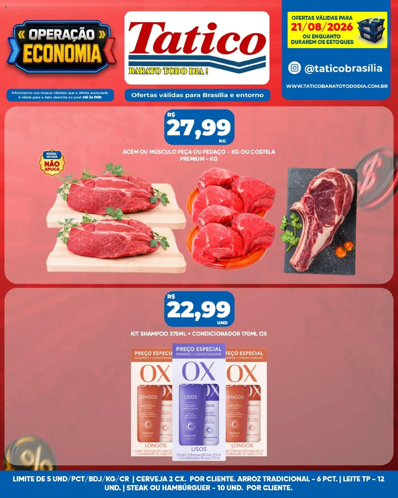 Tatico Folheto - válido de 21/08/2026 | Página: 11 | Produtos: Steak, Condicionador, Cerveja, Arroz