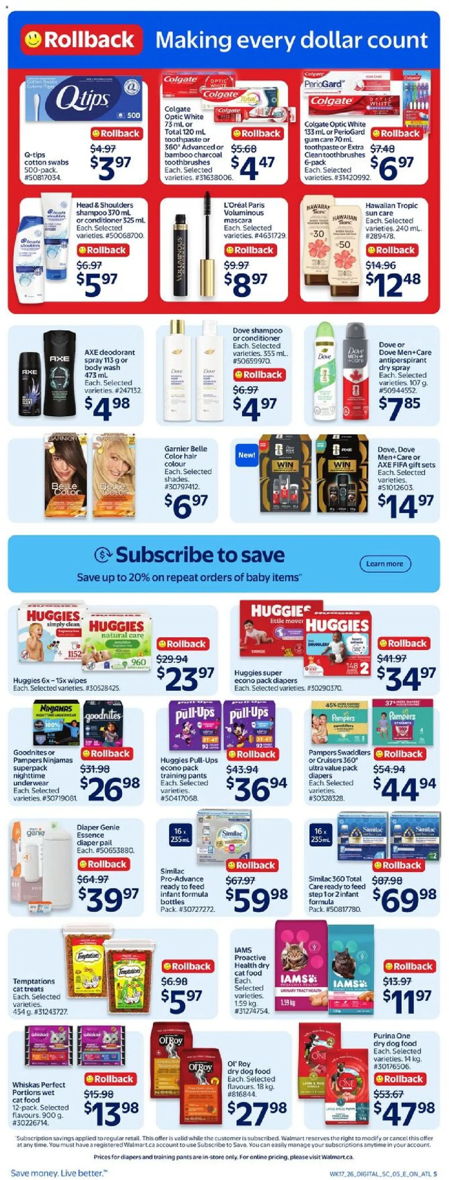 Walmart flyer valid from 21.05.2026 | Page: 8 | Products: Mascara, Shampoo, Conditioner, Antiperspirant
