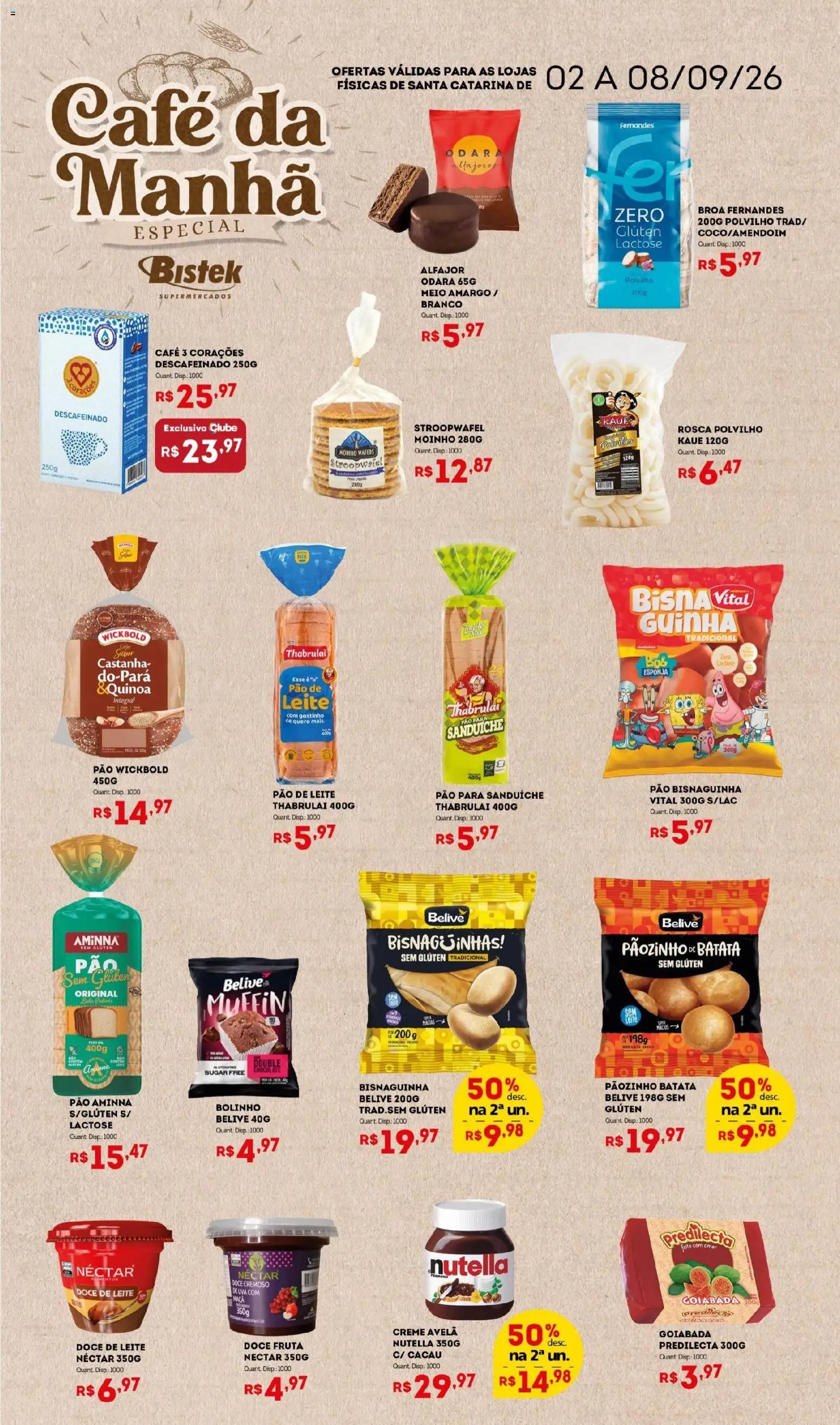 Bistek Supermercados Folheto - válido de 02/09/2026 | Página: 3 | Produtos: Pão, Sanduíche, Batata, Goiabada