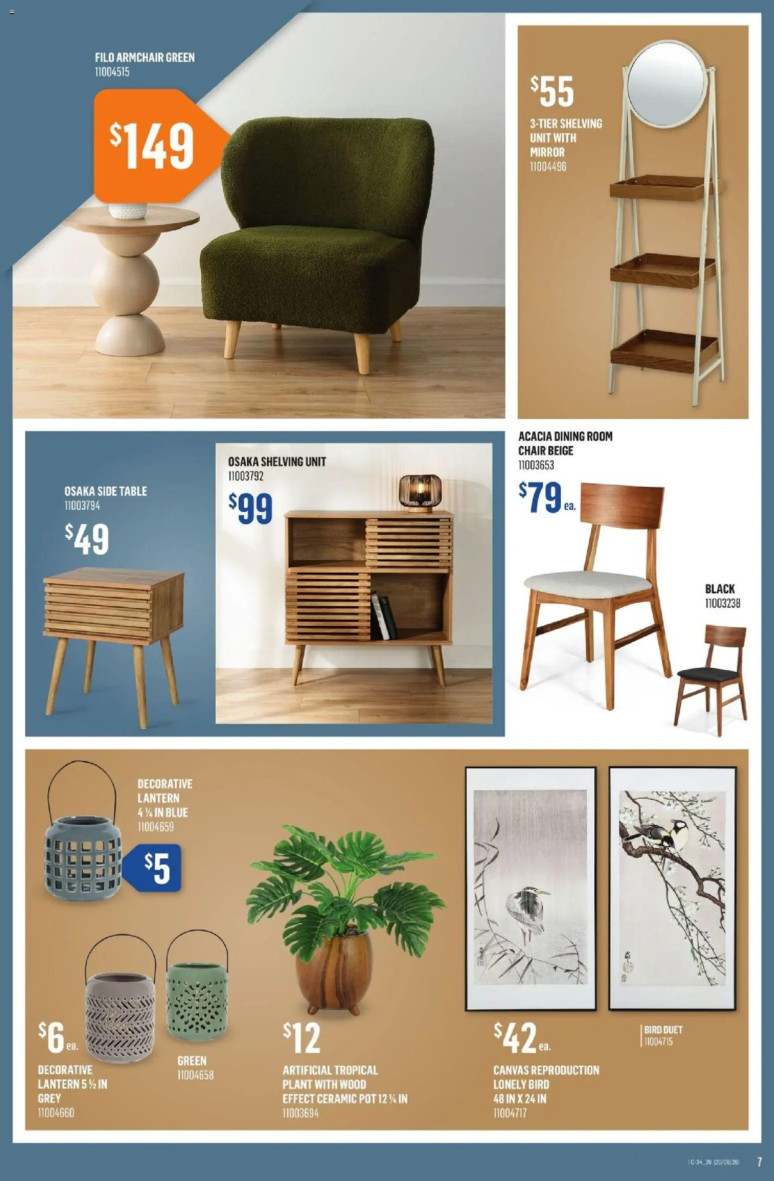 Canac flyer valid from Aug 20, 2026 | Page: 7 | Products: Armchair, Table, Chair, Mirror