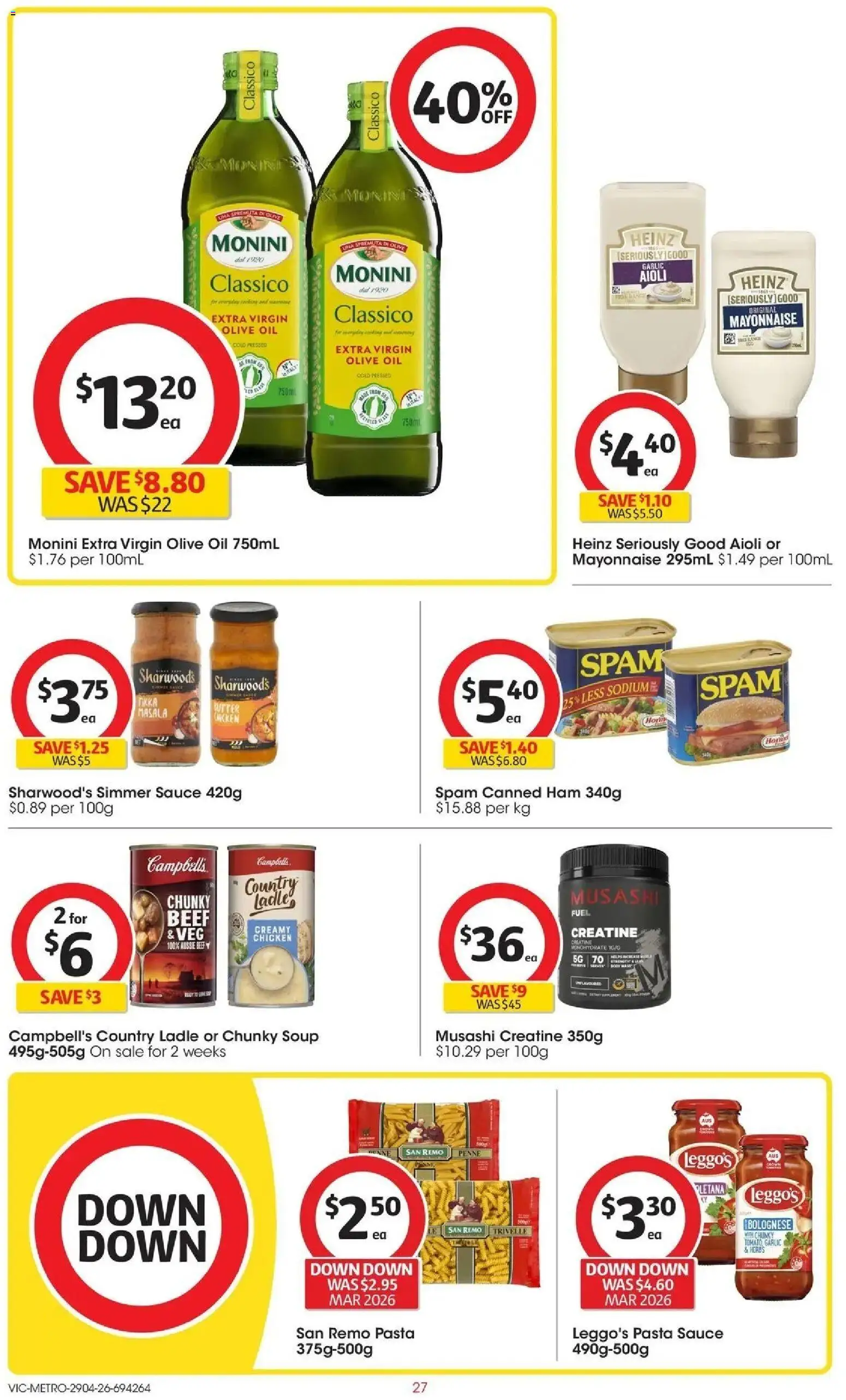 Coles catalogue - valid from 28.04.2026 | Page: 27 | Products: Chicken, Pasta, Olive oil, Garlic