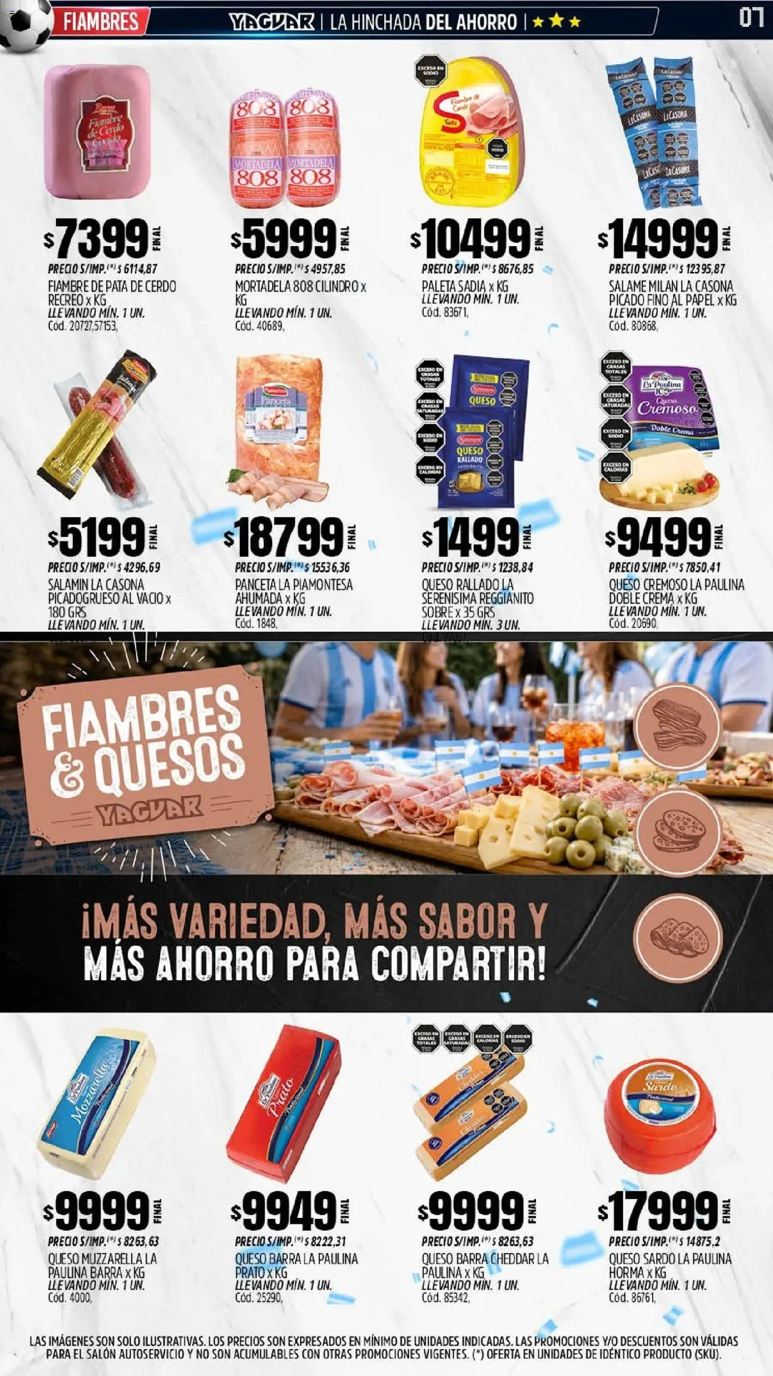 Yaguar - Oferta Semanal Misiones │ válido desde el 08.06.2026 | Página: 7 | Productos: Sobre, Muzzarella, Panceta, Paleta