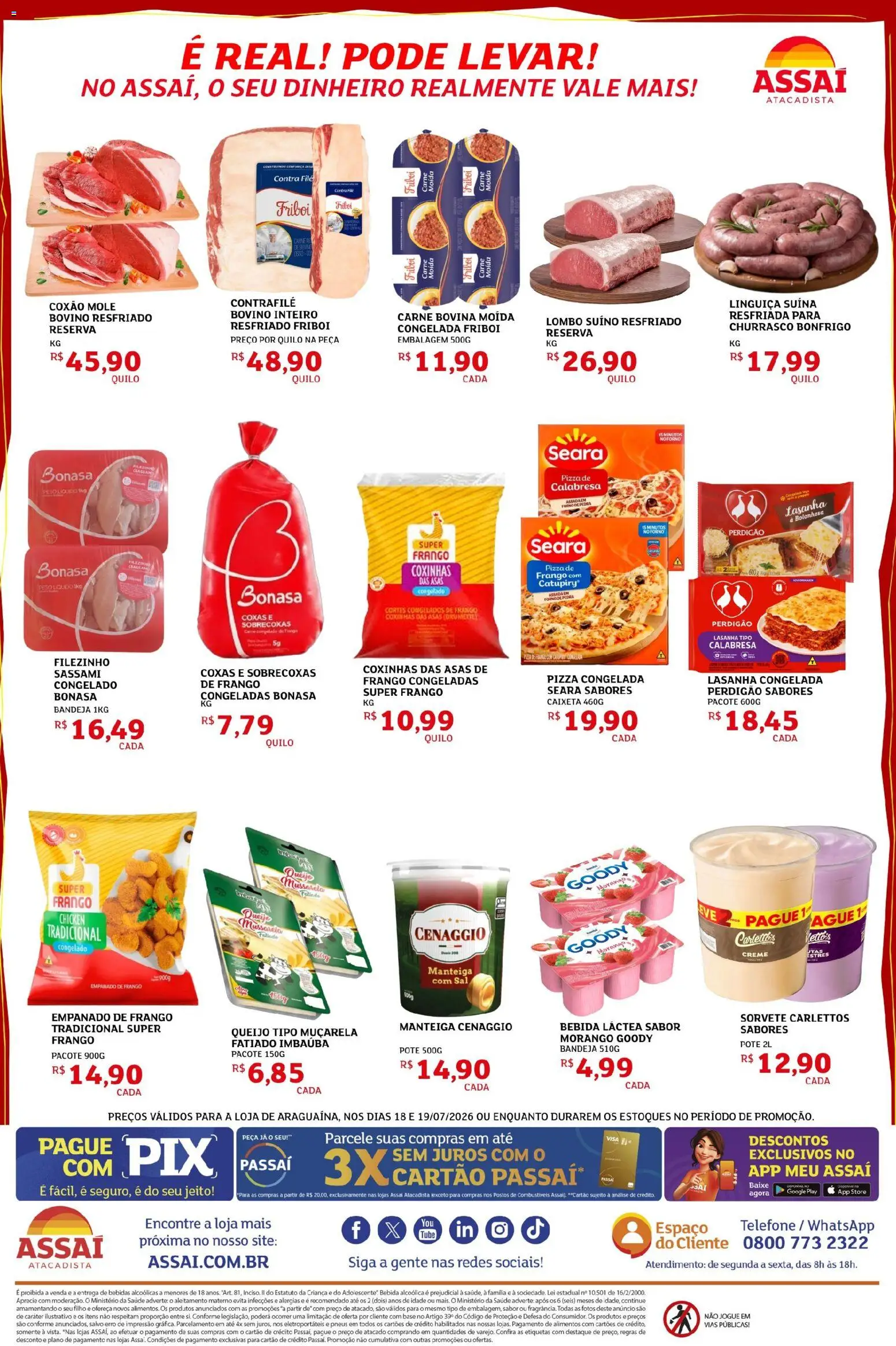Assaí Atacadista Folheto - válido de 18/07/2026 | Página: 4 | Produtos: Forno, Queijo, Catupiry, Lasanha