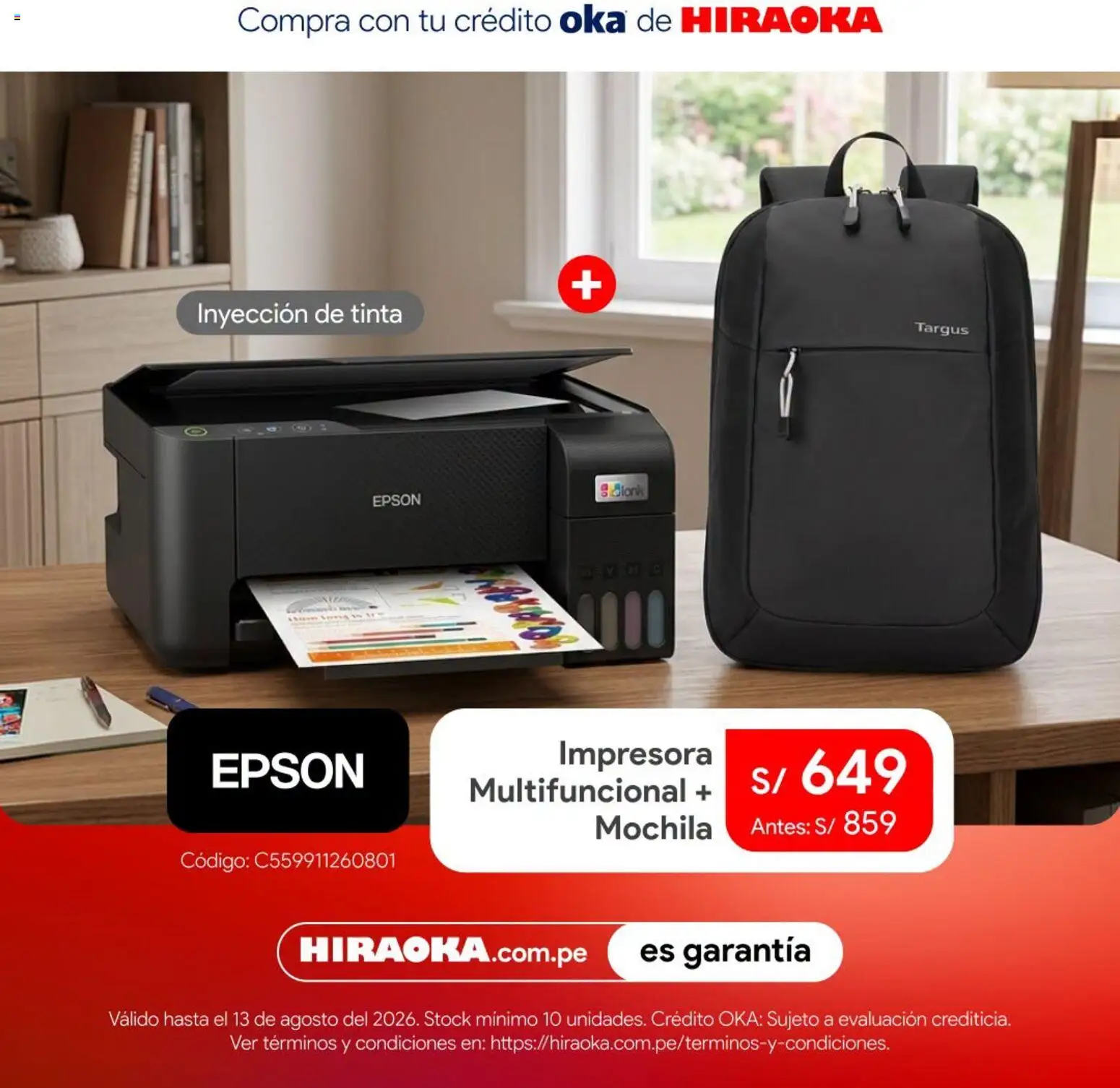 Catálogo Hiraoka válido desde 11/08/2026 | Página: 4 | Productos: Mochila, Impresora